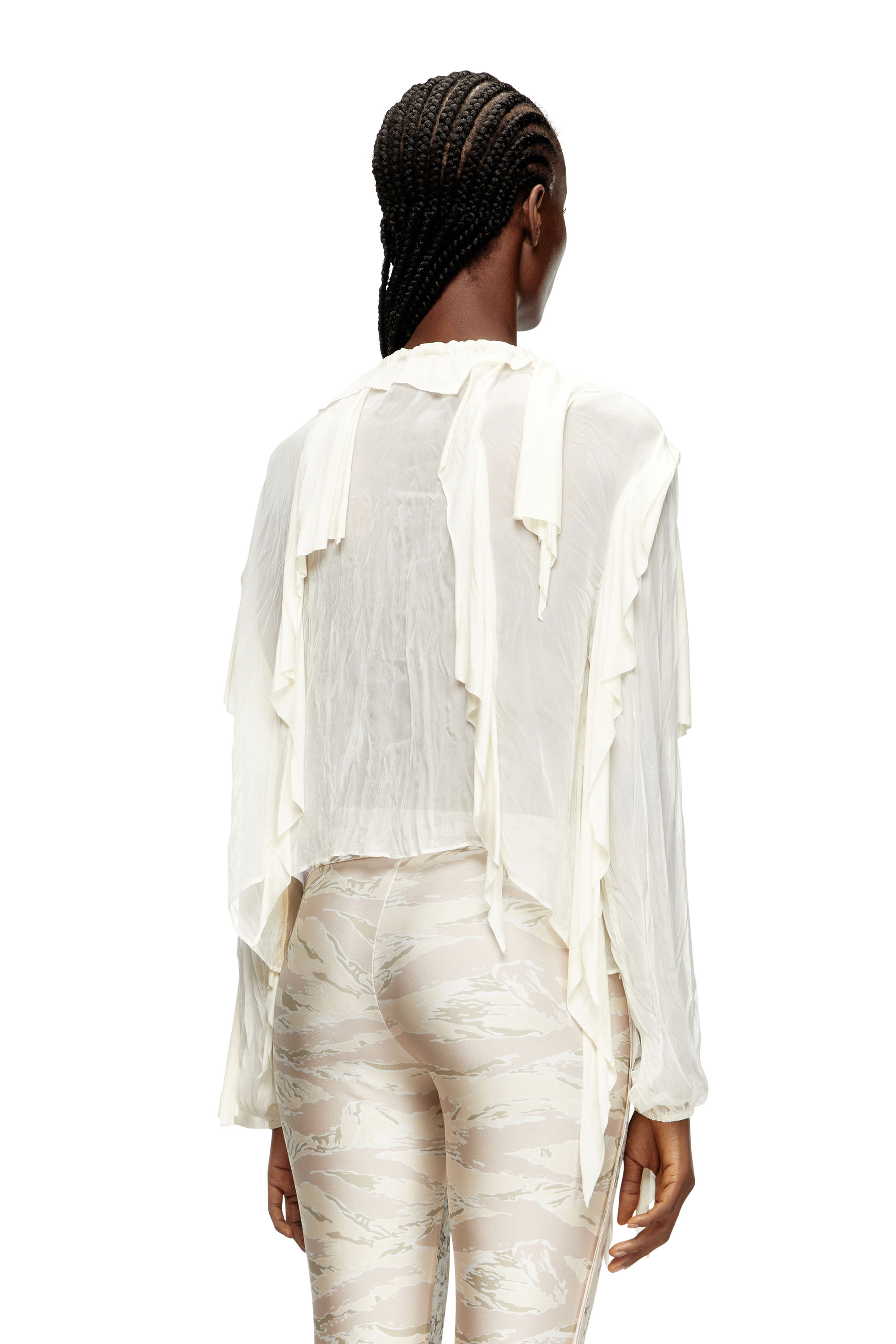 Diesel - C-LASSY, Female's Flounce blouse in crinkled muslin in White - 3