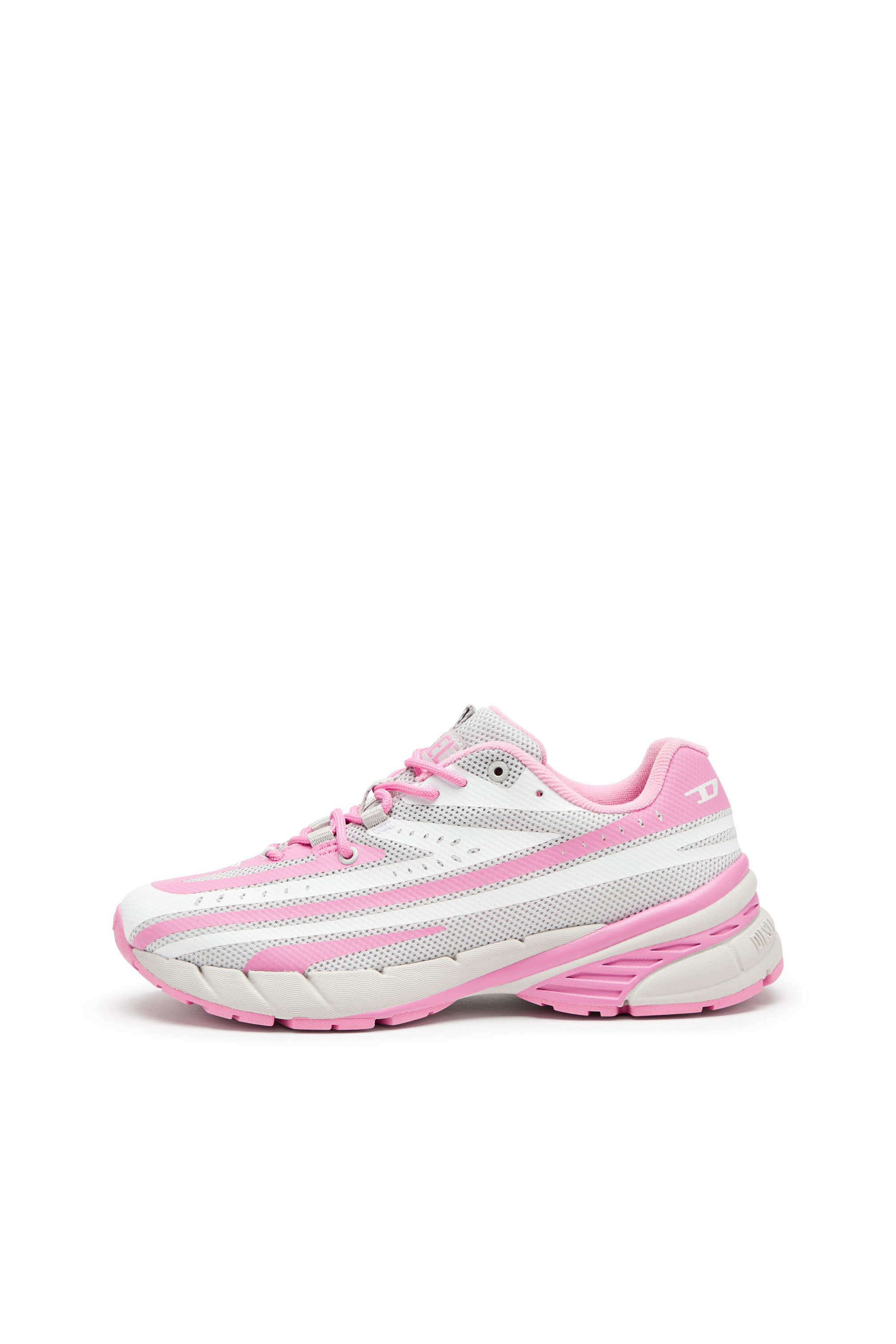 Diesel - D-AIRSPEED LOW W, Female's D-Airspeed Low-Striped sneakers in coated mesh in Pink/White - 8