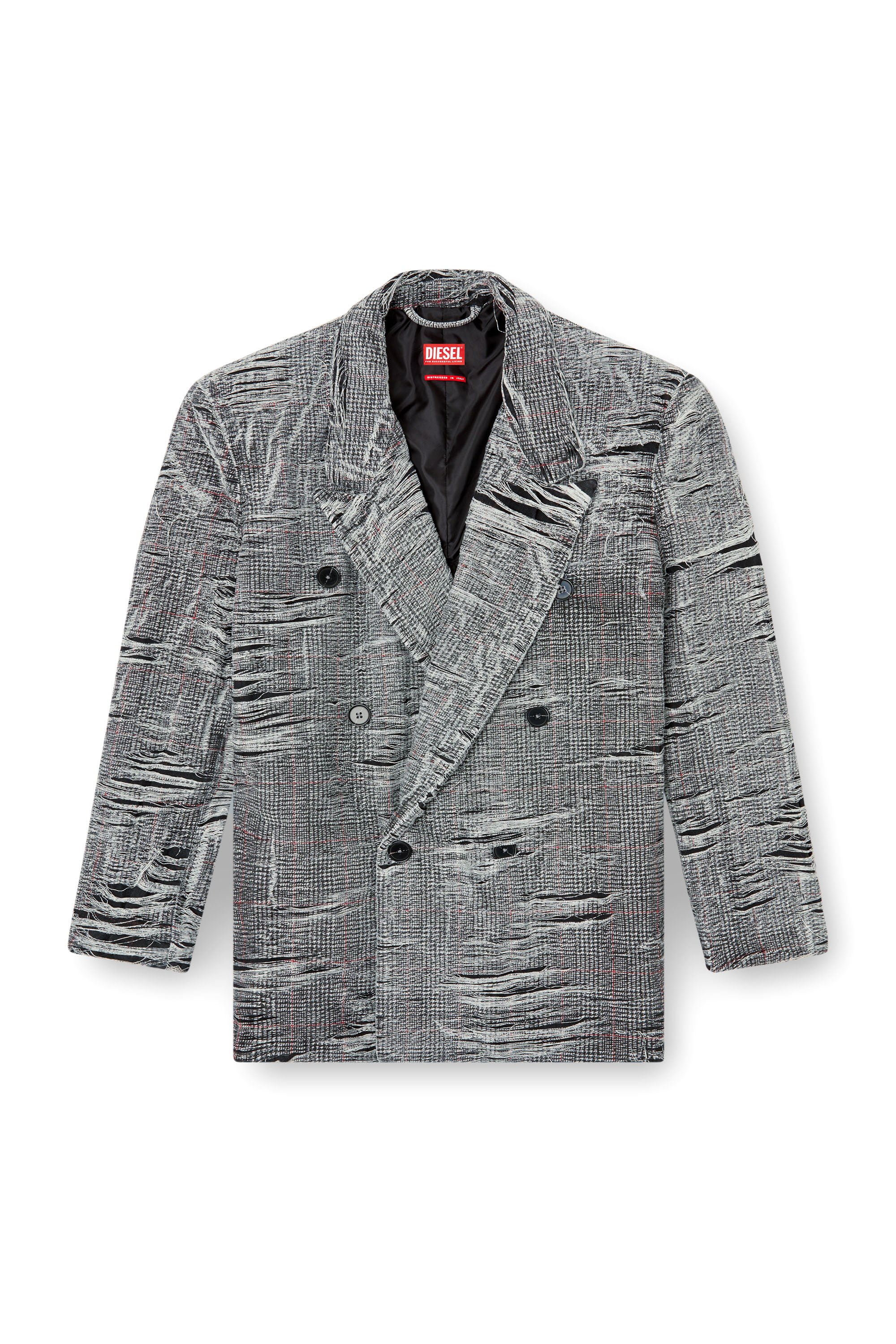 Diesel - D-PEKKA-FSG, Blazer en denim Prince-de-Galles à effet vieilli Homme in Gris - 6