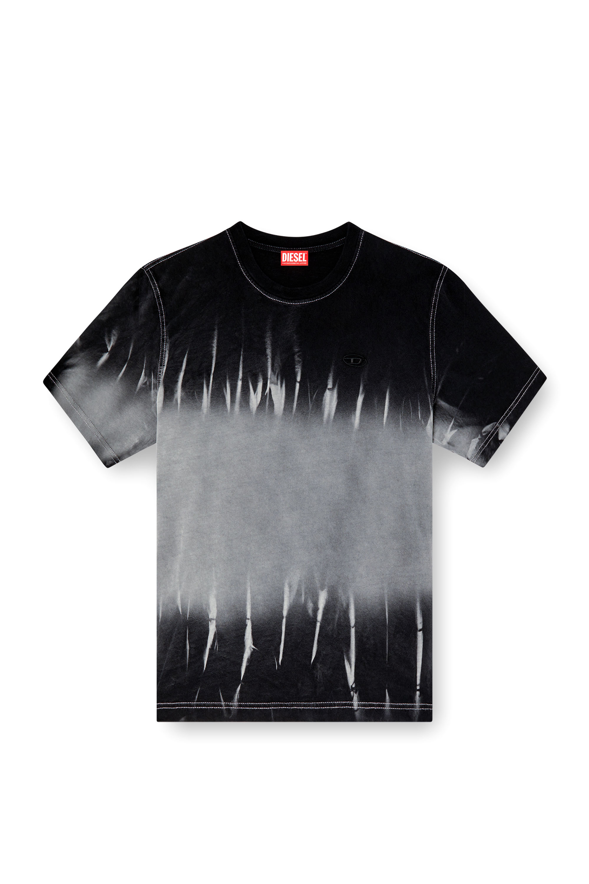 Diesel - T-ADJUST-R21, Male's Tie-dye T-shirt with logo embroidery in Black - 4