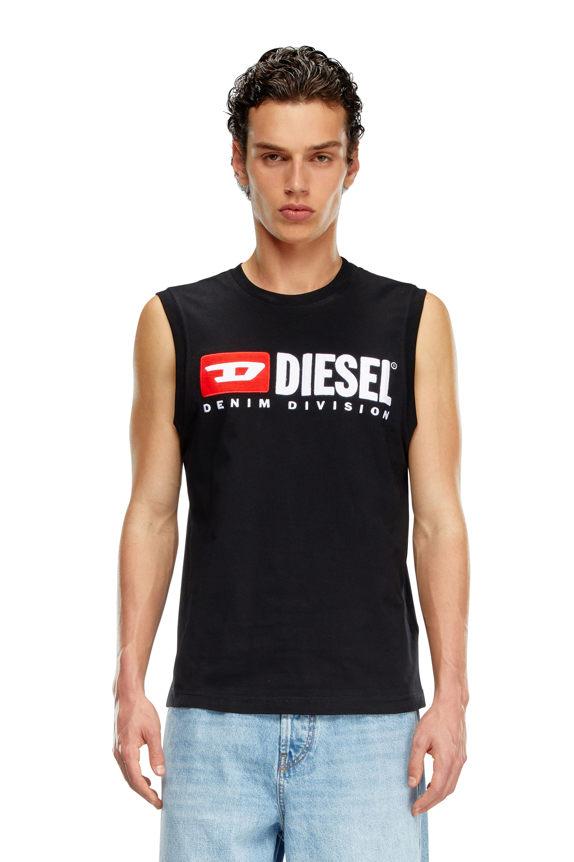 Diesel - T-ISCO-DIV, Homme Débardeur avec logo imprimé sur le devant in Noir - Image 3