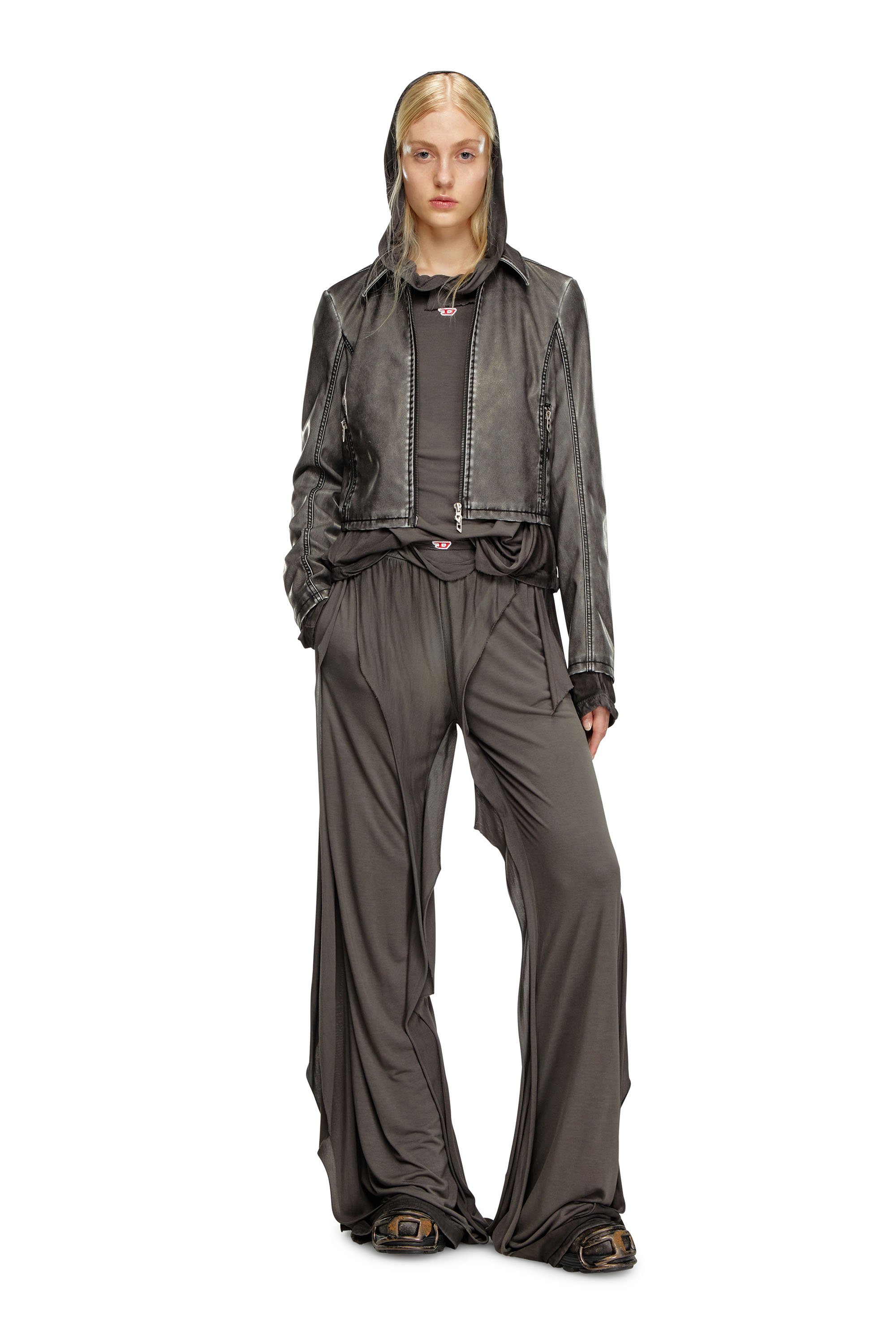 Diesel - G-OTA, Female Cropped jacket in washed tech fabric in Black - Image 2