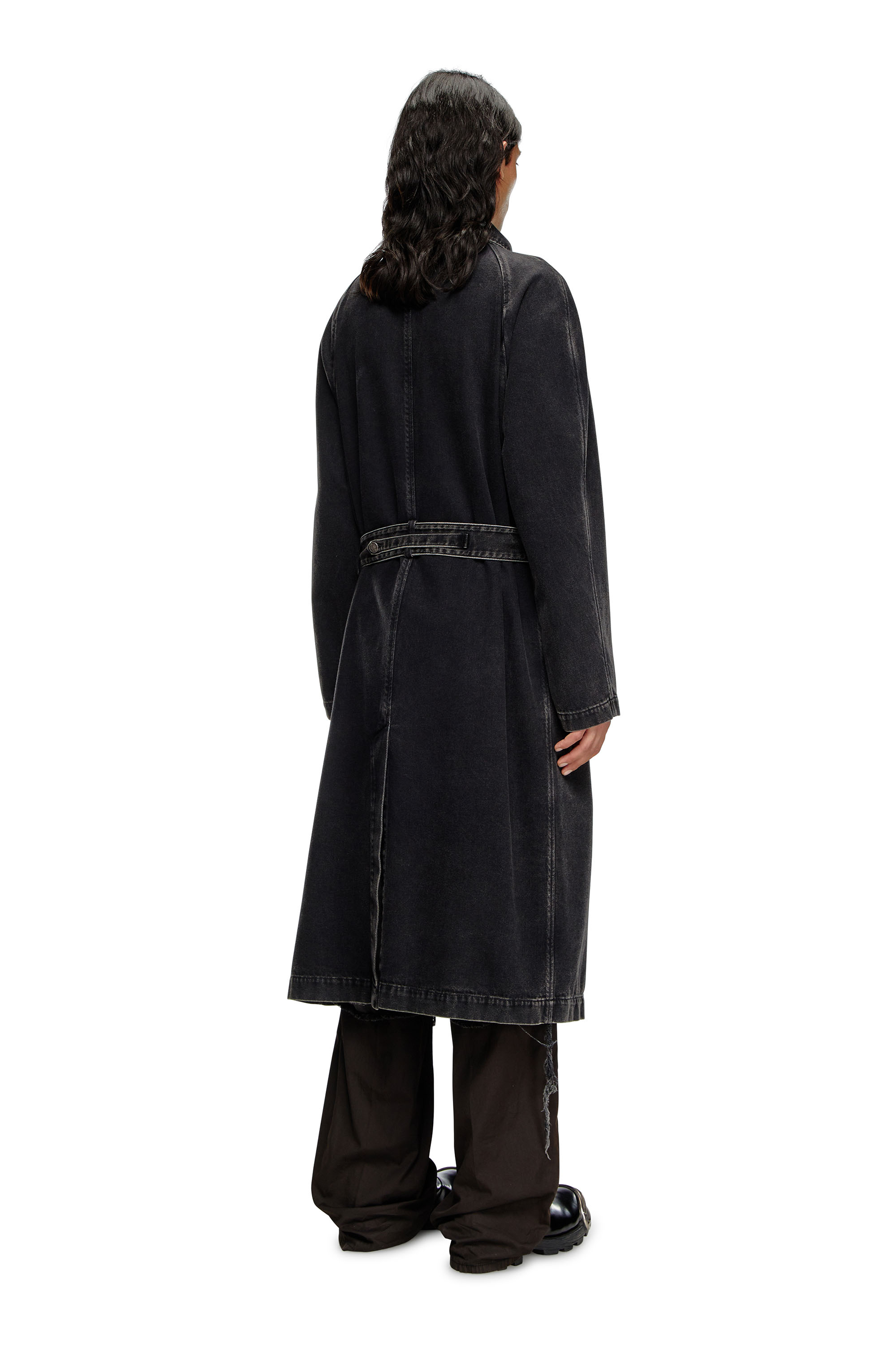 Diesel - D-DELIRIOUS-D, Trench-coat en denim délavé Homme in Noir - 3