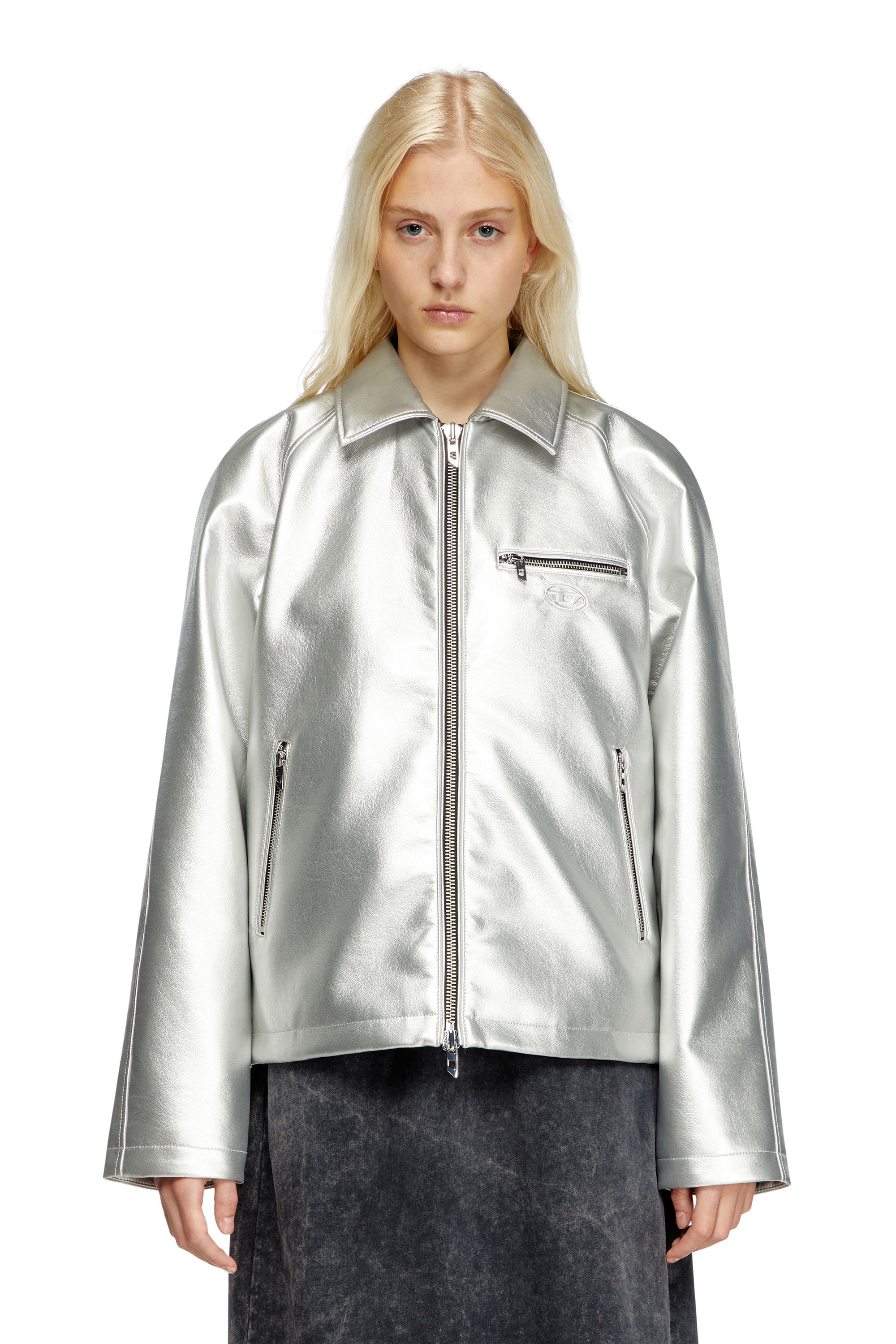 Diesel - J-THOME, Unisex's Metallic coach jacket in Silver - 6