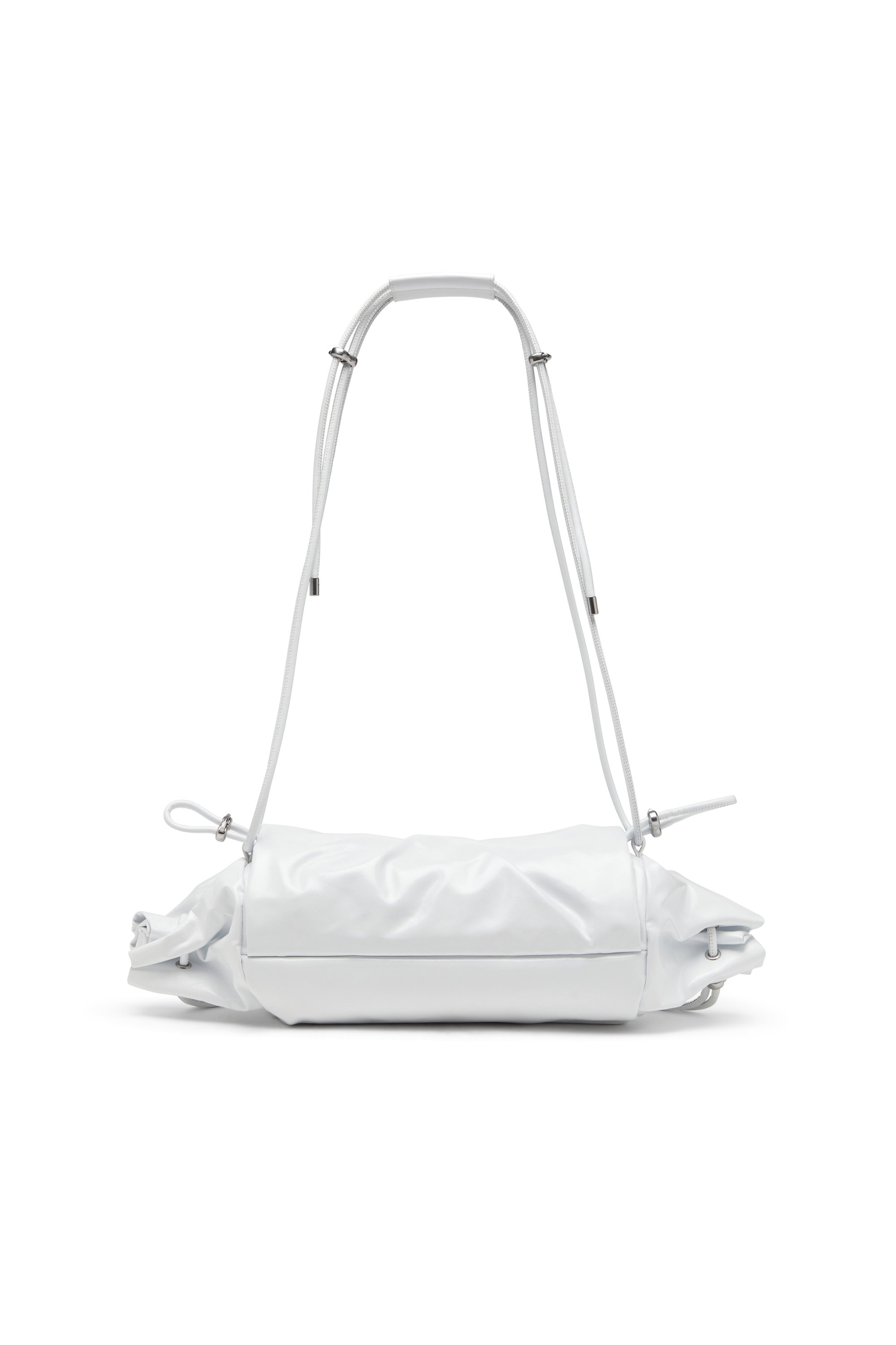 Diesel - SCRUNCH-D SHOULDER M, Scrunch-D M-Sac à bandoulière en cuir brillant Femme in Blanc - 2