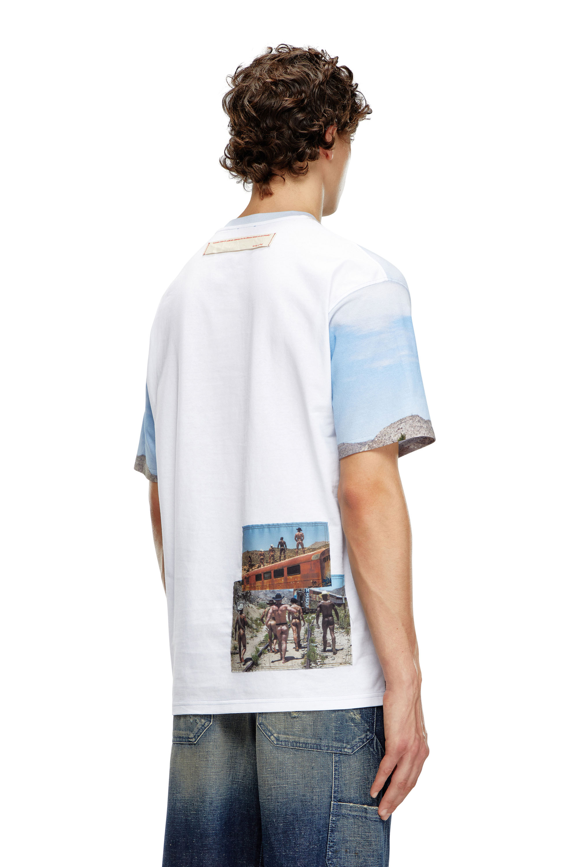 Diesel - PR-T-BOXT-HVB, Mixte T-shirt avec imprimé et empiècements in Bleu - Image 4