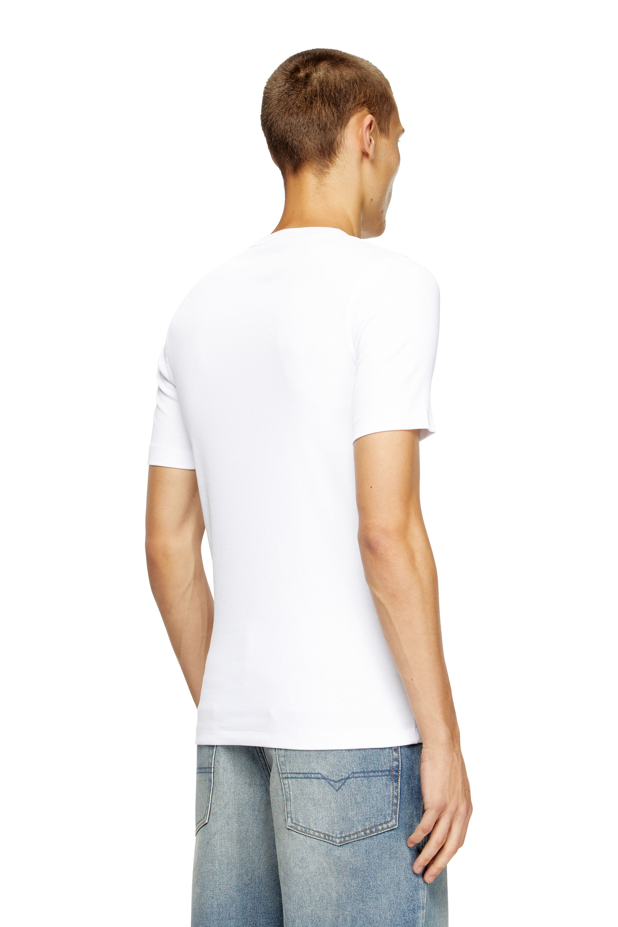Diesel - D-RIBBER-N, Male's T-shirt with D patch in White - 4