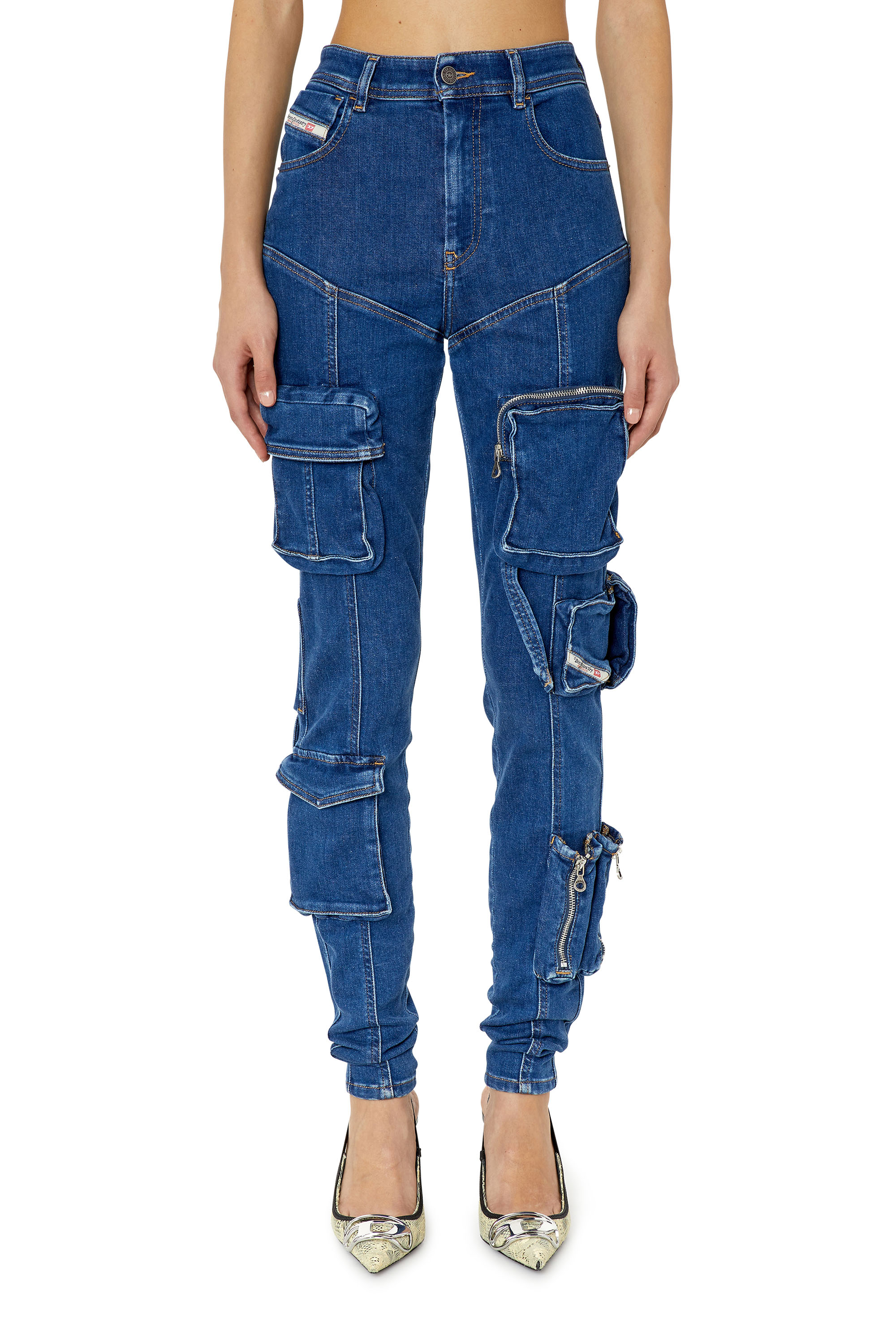 Diesel - 1984 Slandy high 09F28 Super skinny Jeans, Dark Blue - Image 1