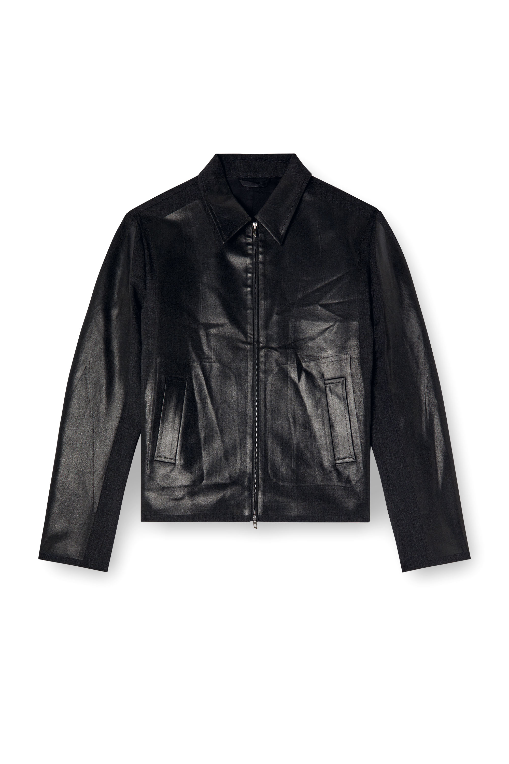 Diesel - J-KANE, Male's Coach jacket in coated Cool Wool in Black - 5