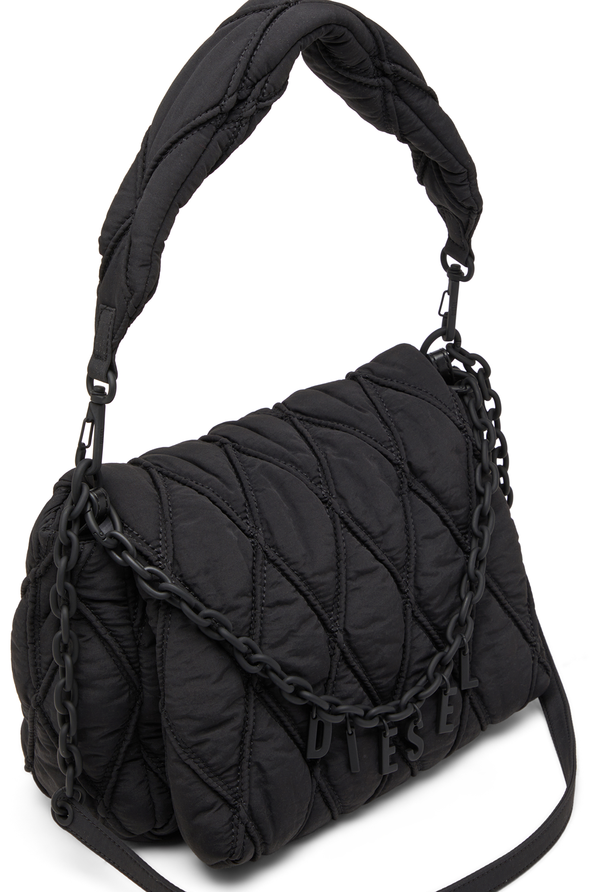 Diesel - CHARM-D SHOULDER M, Female's Charm-D-M-Shoulder bag in quilted nylon in Black - 4