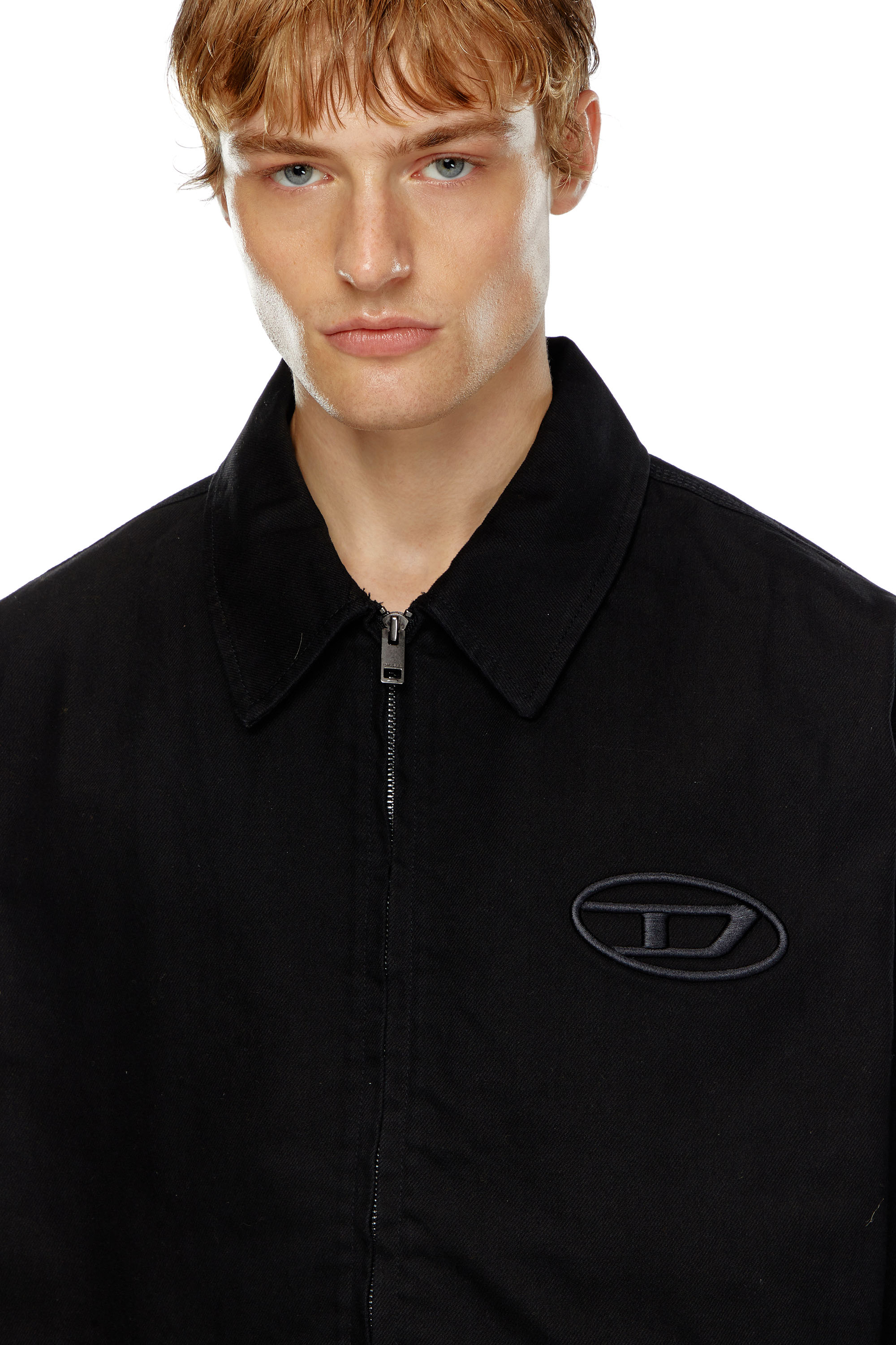 Diesel - J-TAYLOR-BLEACH, Blouson en denim avec logo blanchi Homme in Noir - 4