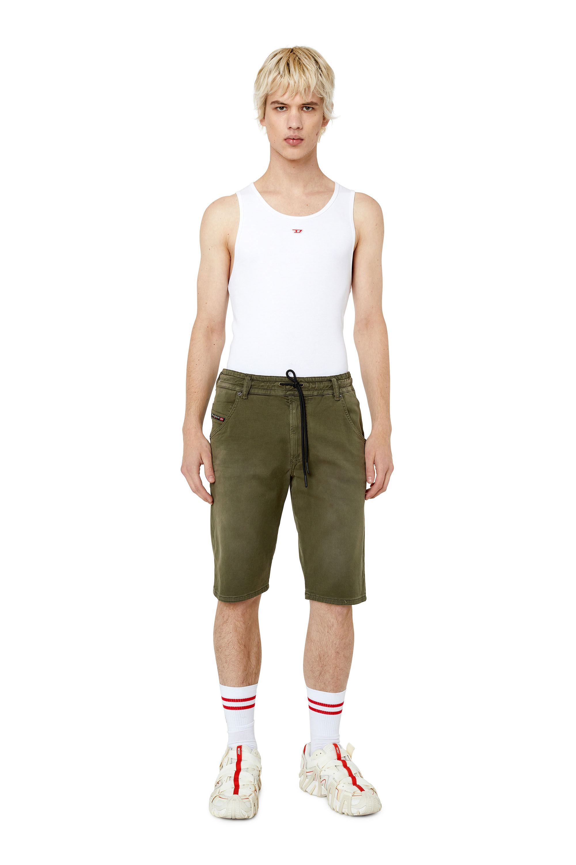 Diesel - D-KROOSHORT-Z JOGGJEANS, Male Coloured shorts in JoggJeans® in Green - Image 1