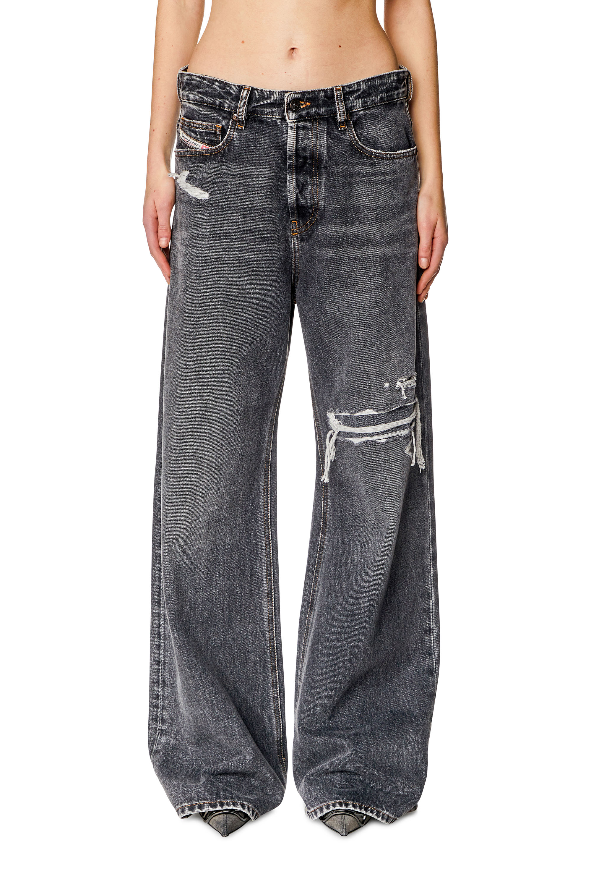 Diesel - Femme Straight Jeans 1996 D-Sire 007F6, Noir/Gris foncé - Image 2