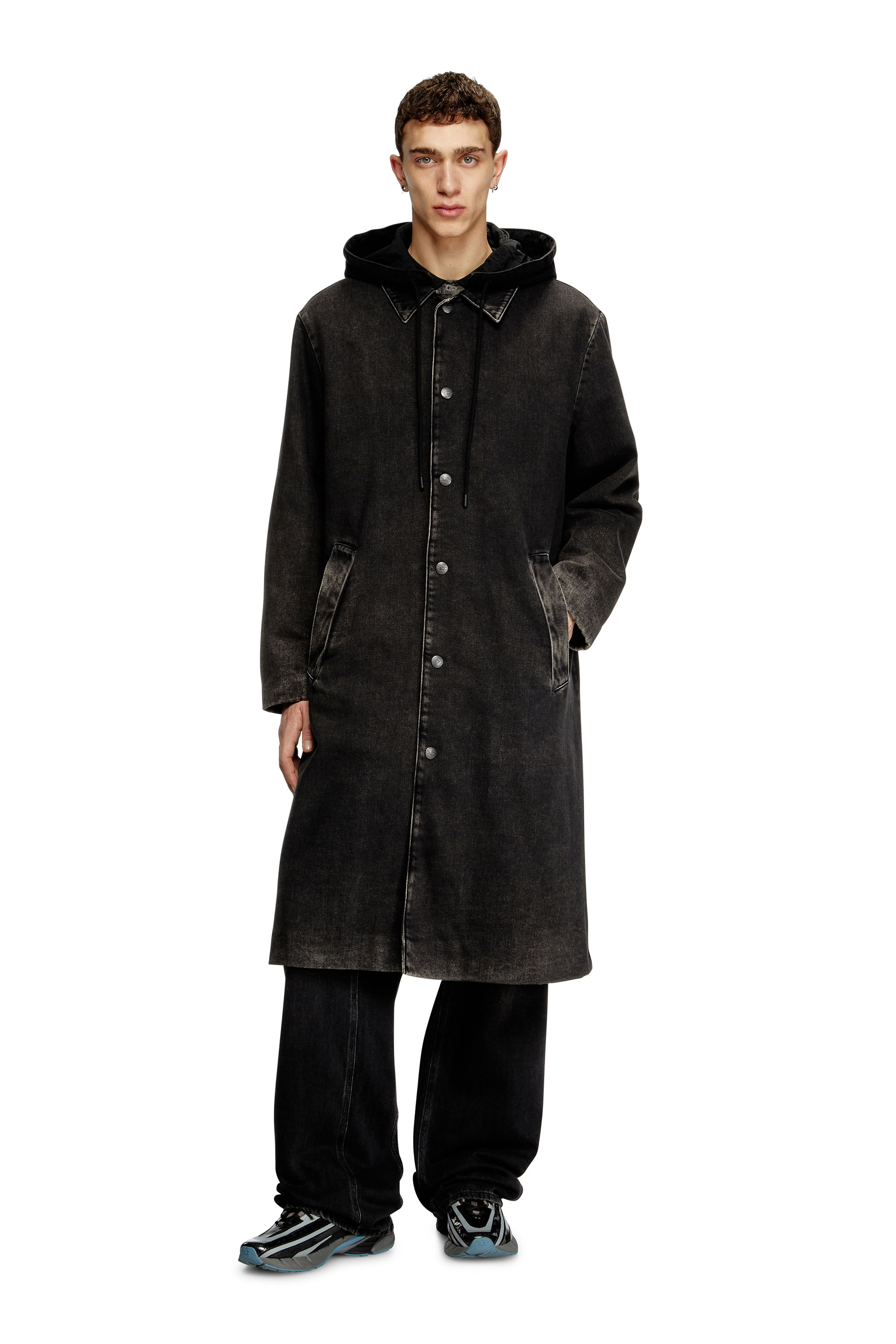 Diesel - D-JAKO-S, Male's Hybrid coat in denim and jersey in Black - 2