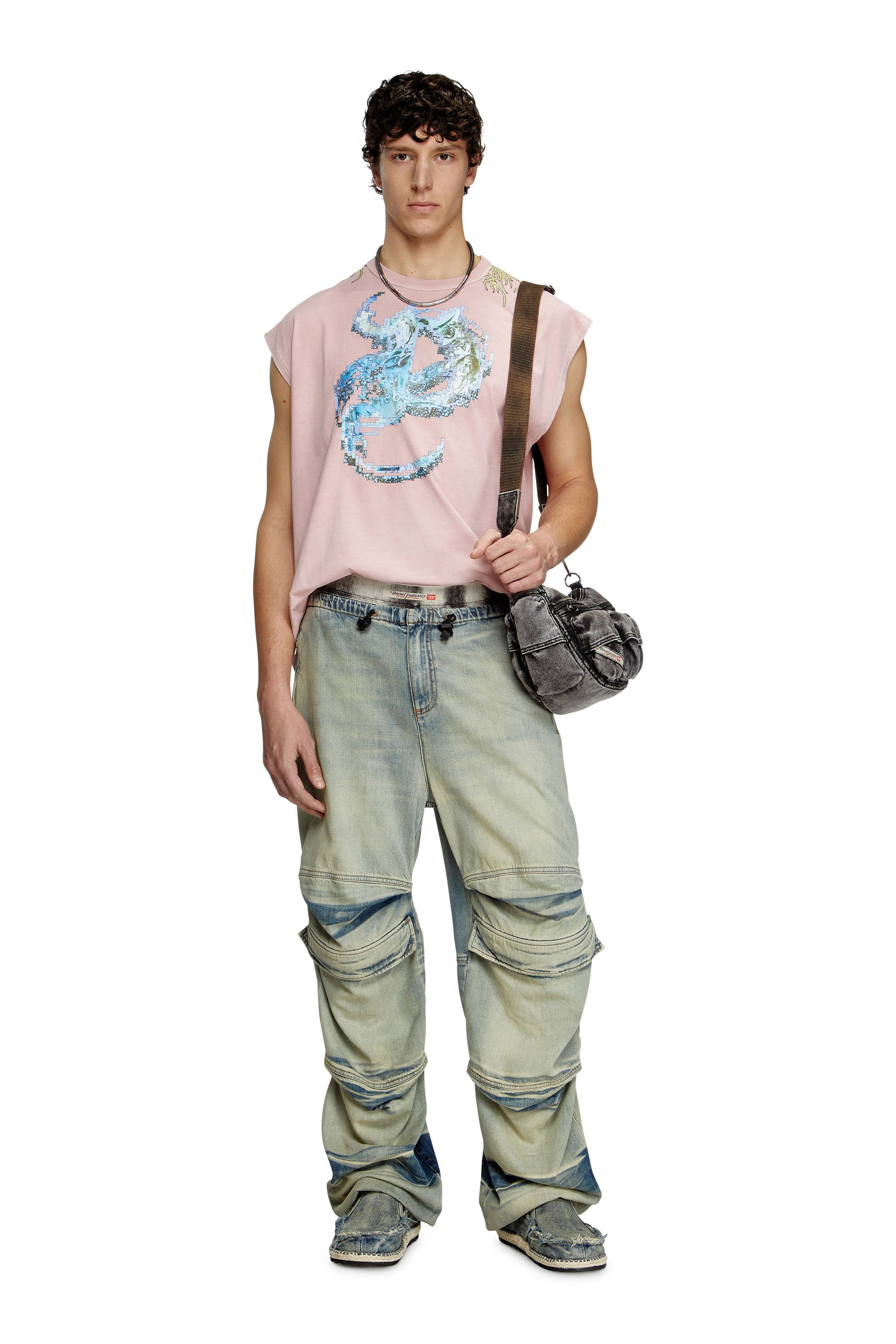 Diesel - T-BOXT-SL-R1, Male's Tank top with tattoo graphics in Pink - 2