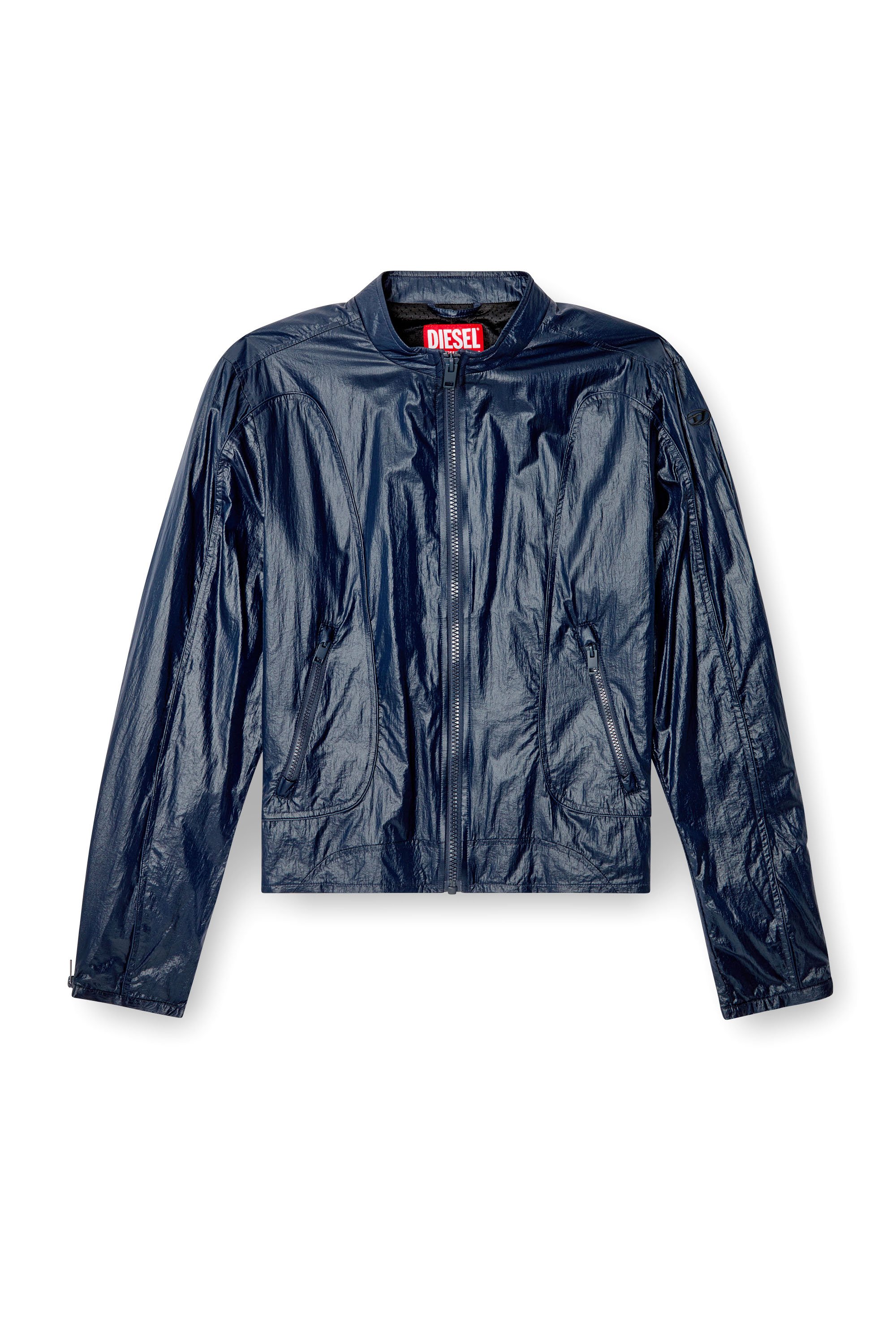 Diesel - J-CLAYS, Male's Biker jacket in shiny ripstop in Blue - 5