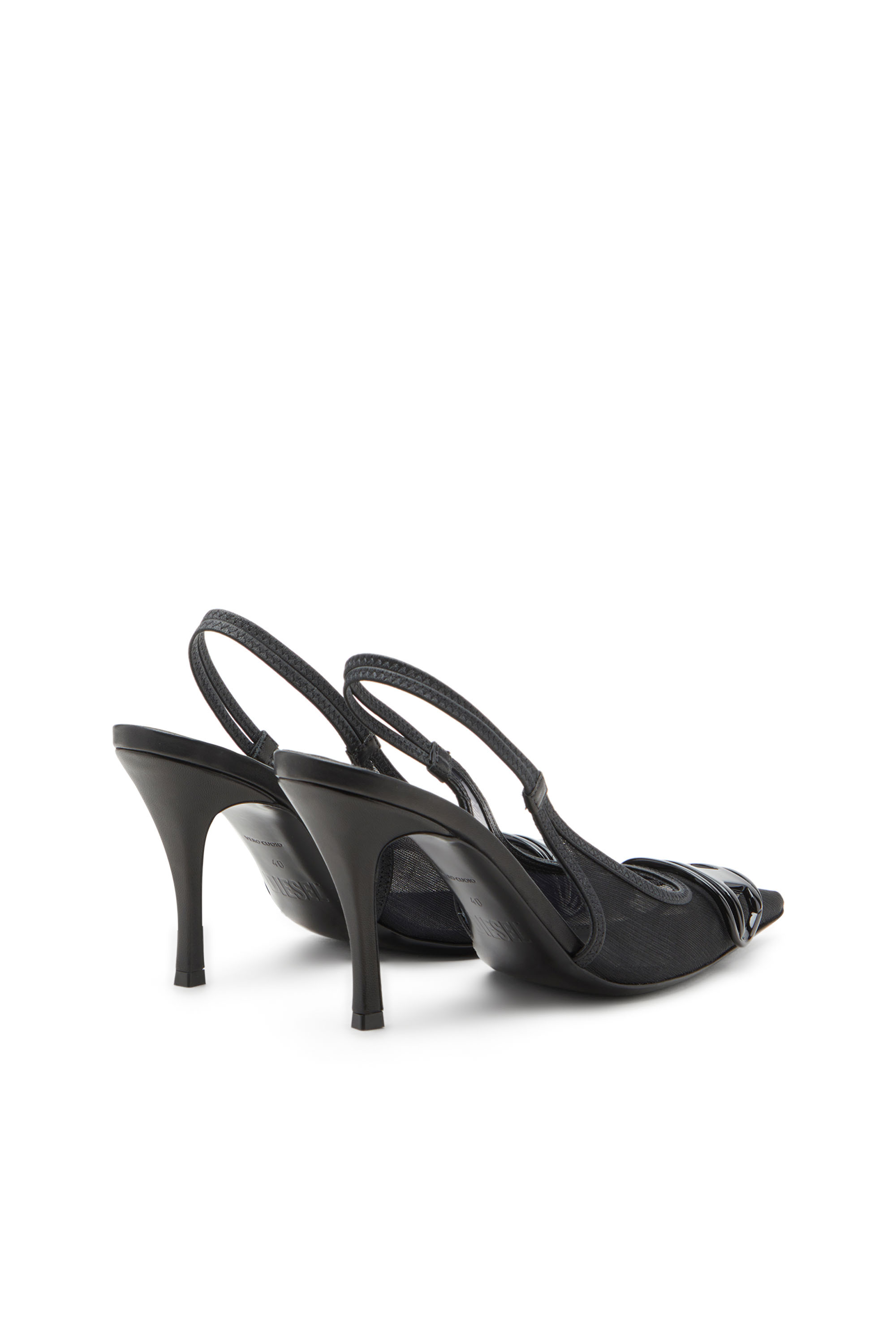 Diesel - D-VENUS SB, Female's D-Venus-Slingback pumps in leather-trimmed mesh in Black - 3