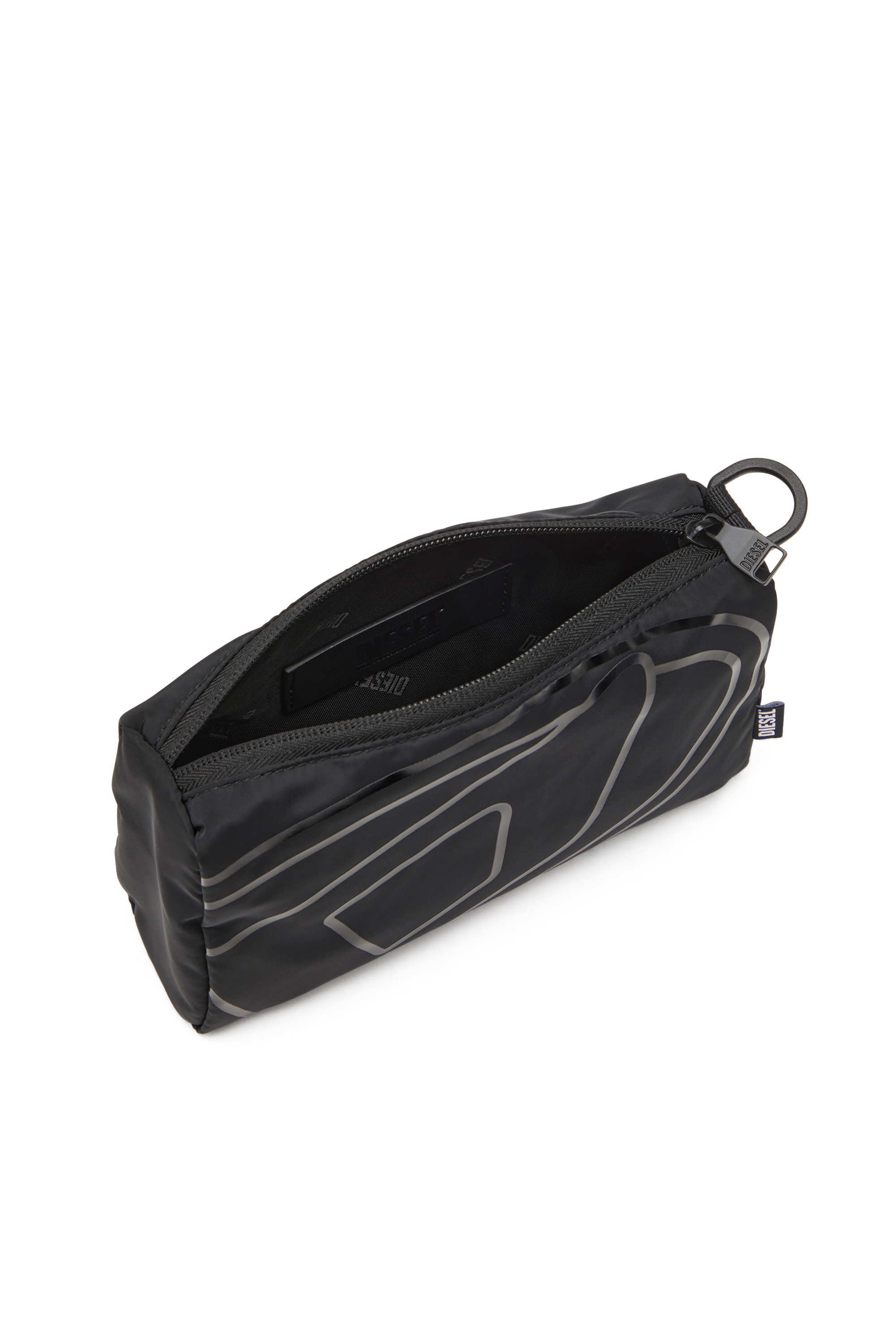 Diesel - DRAPE POUCH, Male's Nylon pouch with Oval D print in Black - 5