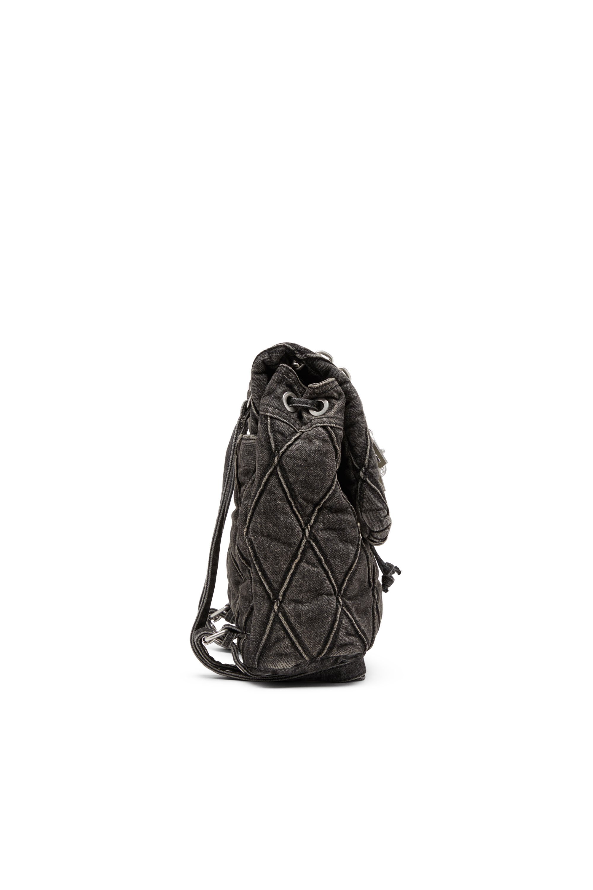 Diesel - CHARM-D BACKPACK S, Female Charm-D S-Backpack in Argyle quilted denim in Black - Image 3