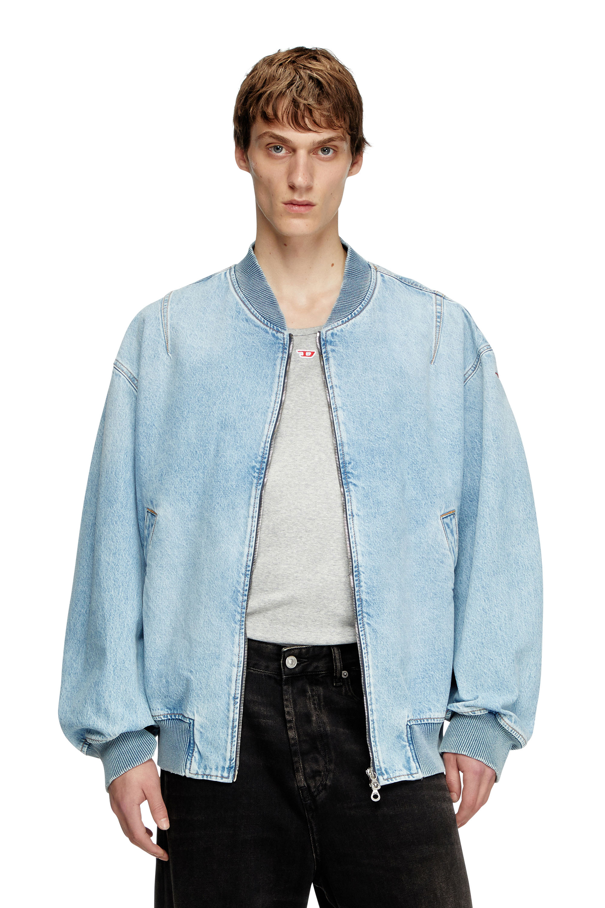 Diesel - D-VINZ, Male's Bomber jacket in denim in Light Blue - 1