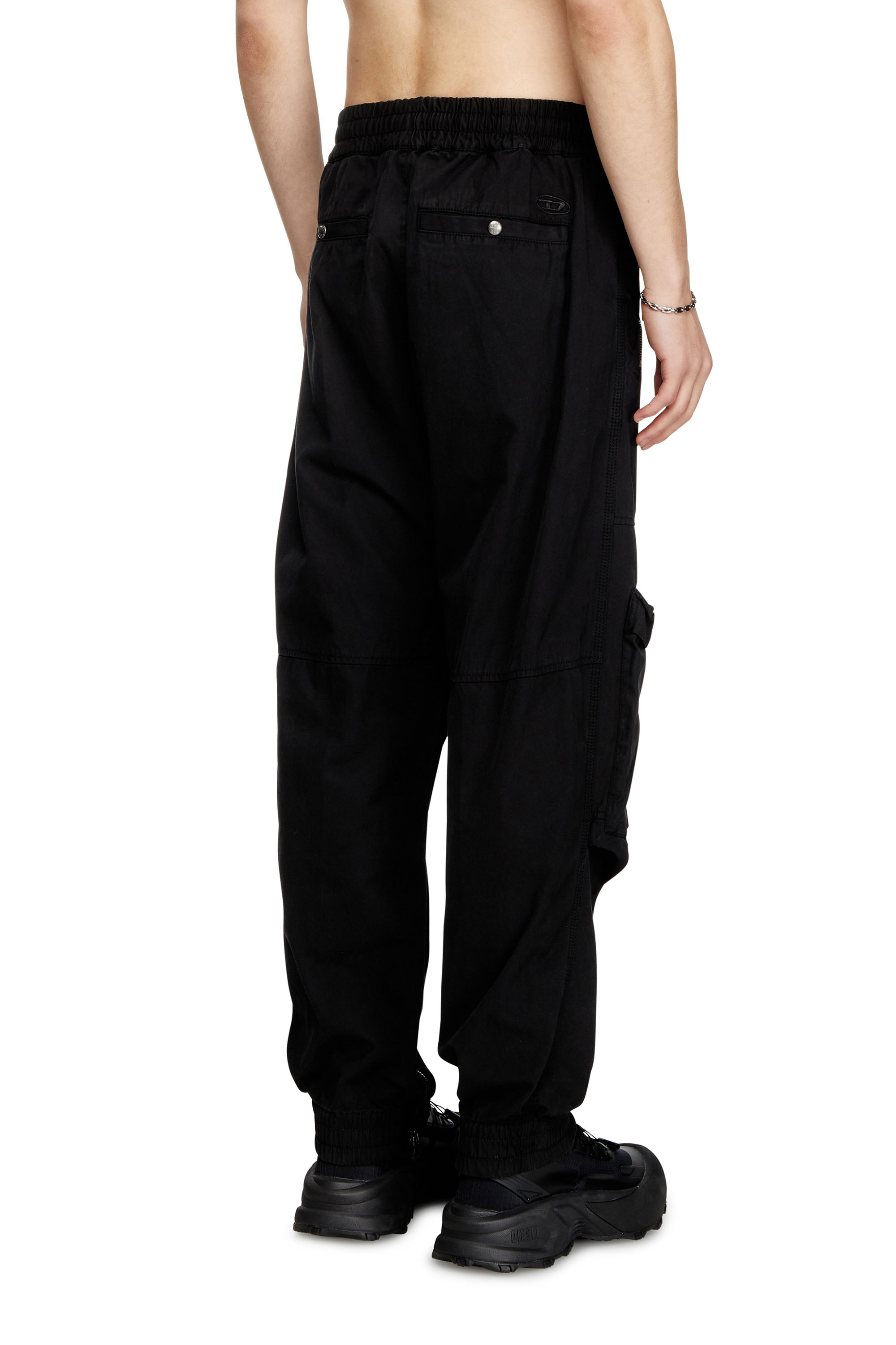 Diesel - P-BEECK, Male's Cargo pants in faded organic cotton in Black - 3