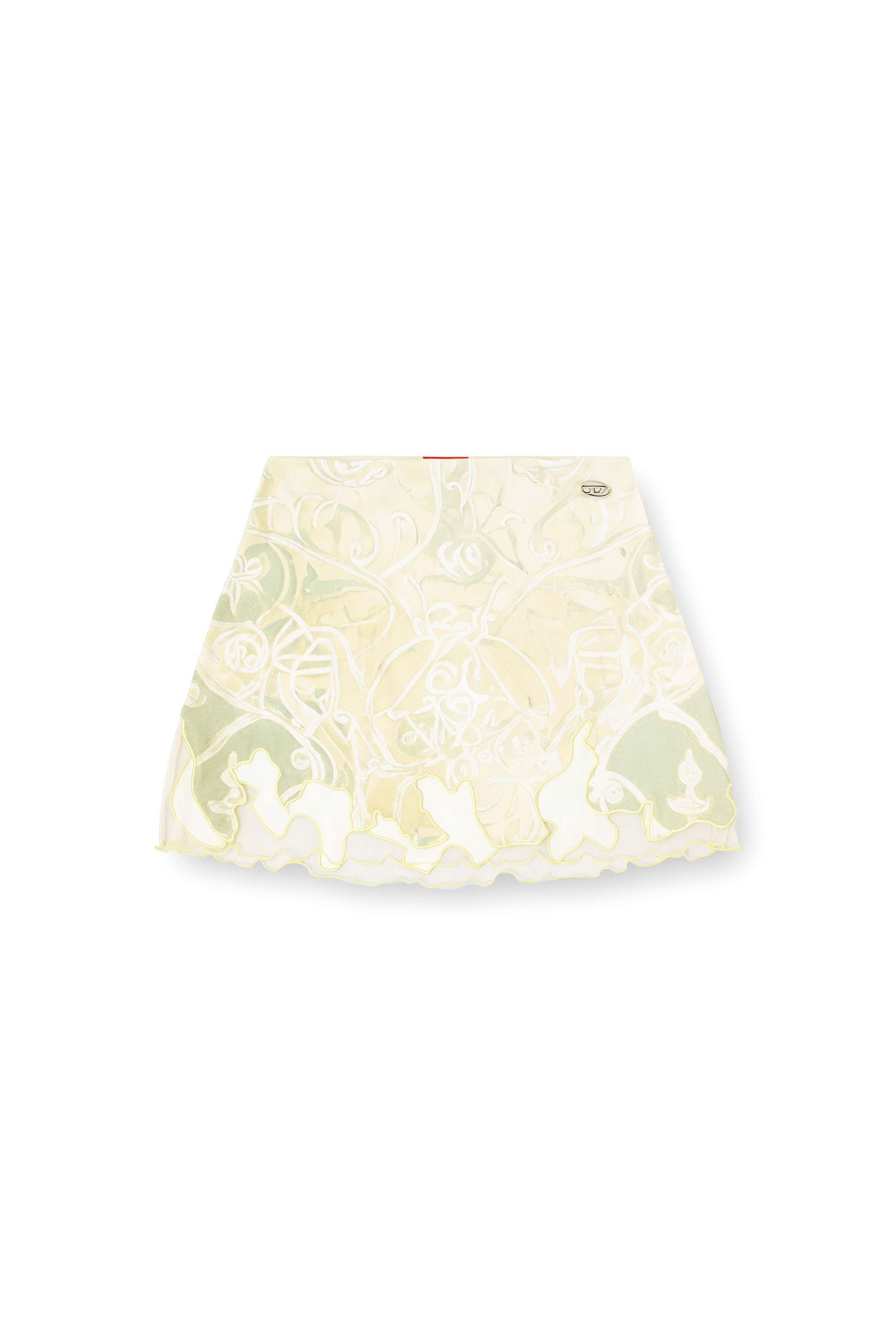 Diesel - O-LANE, Female's Nylon mini skirt with Heraldic print in Green - 3