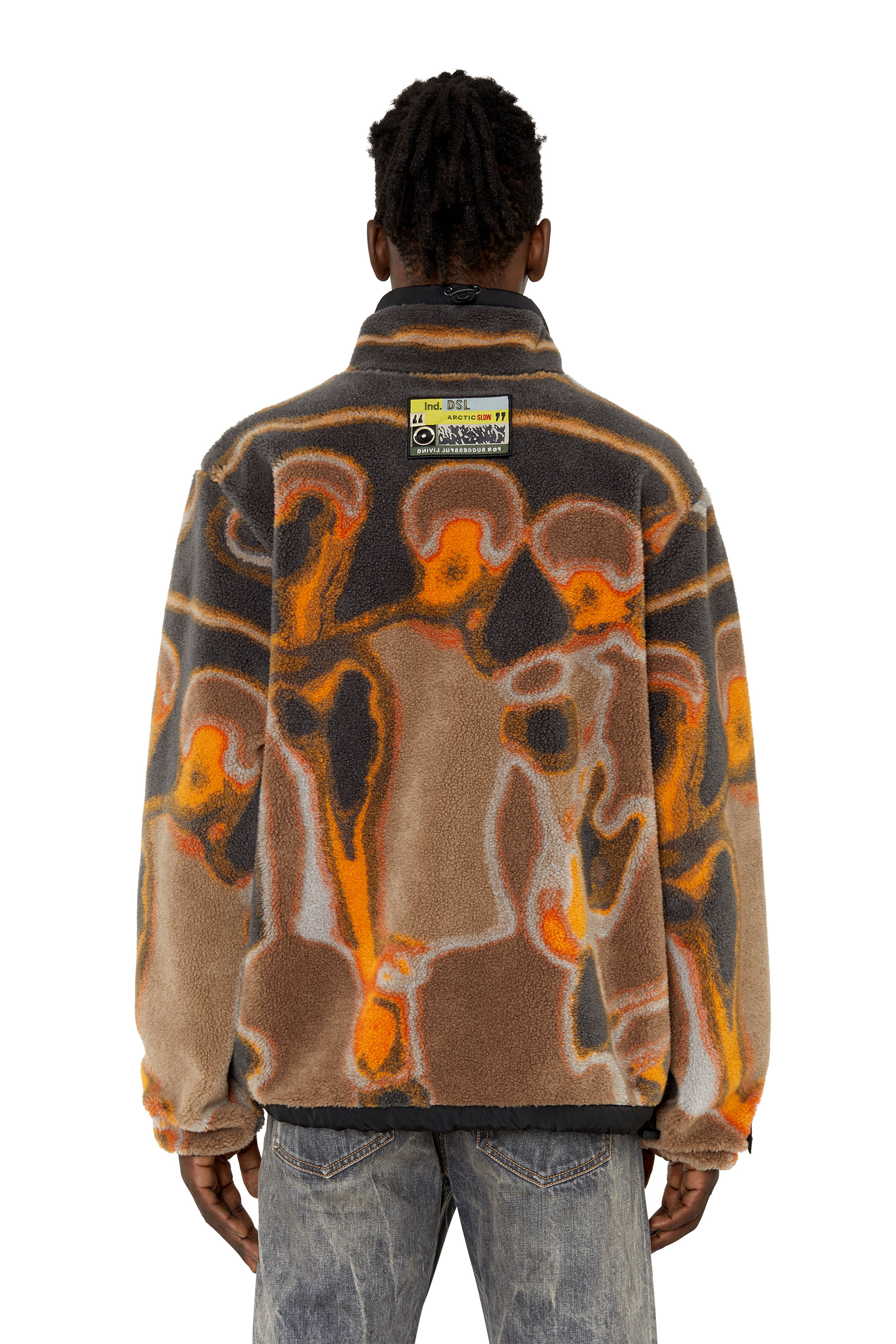 Diesel - S-TRAILER, Male Half-zip sweatshirt in teddy jacquard in Multicolor - Image 3