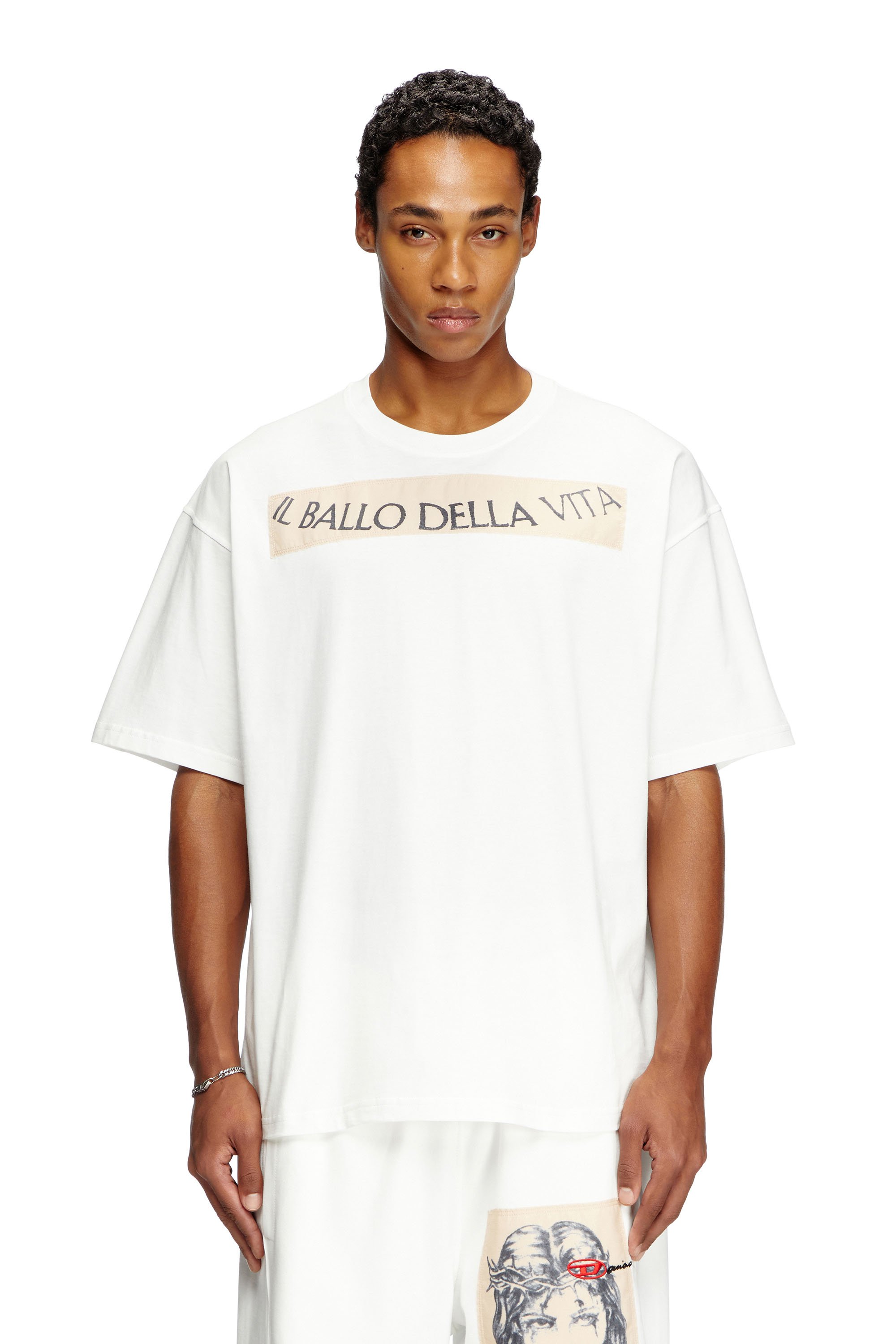 Diesel - T-BOXT-BALLO-DD, T-shirt avec empiècements tatouage Mixte in Blanc - 1