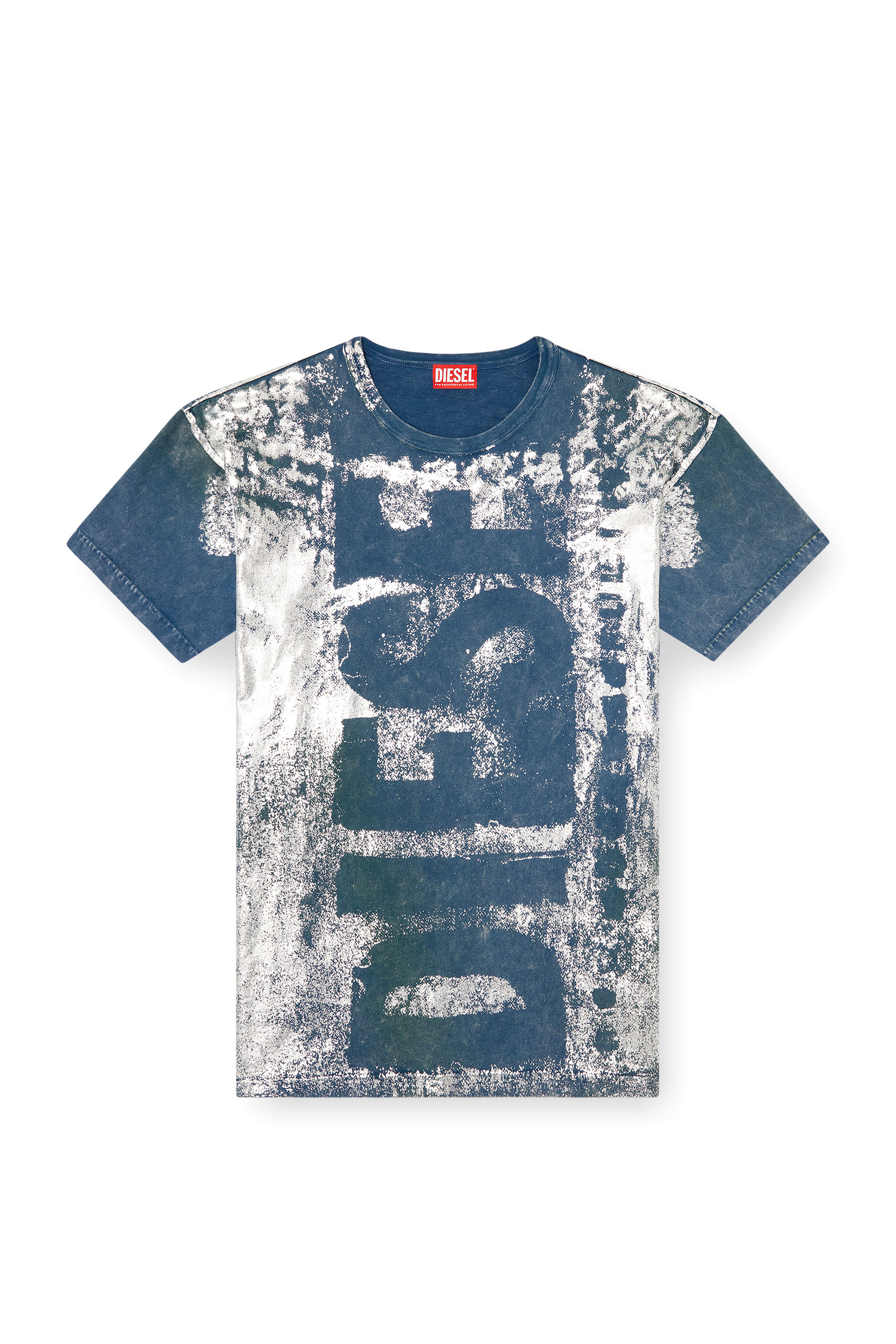 Diesel - T-BOXT-R2, Male's Logo T-shirt with metallic effects in Blue - 4