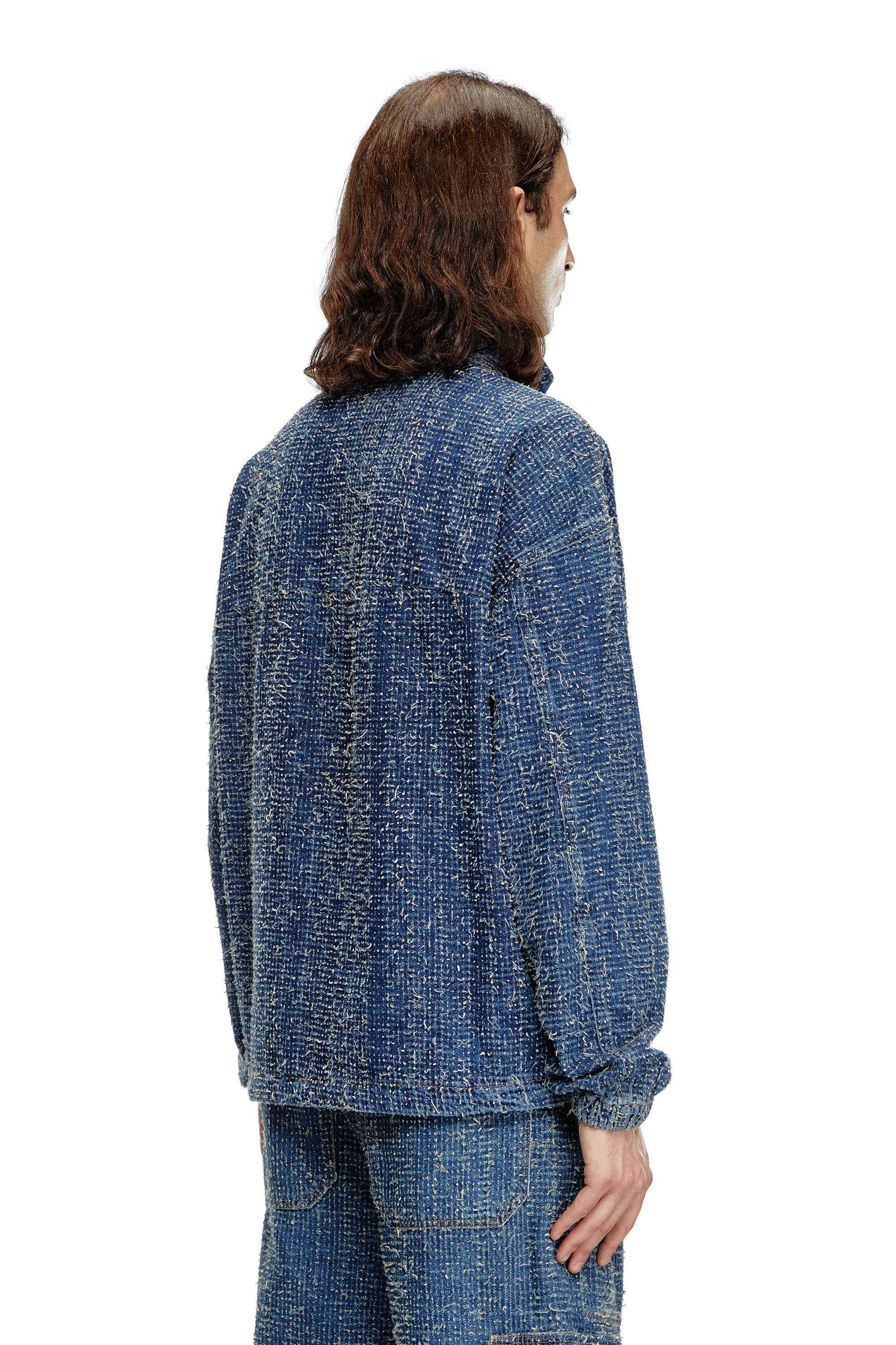 Diesel - D-FLOW-S, Veste pull en denim bouclé Mixte in Bleu - 3