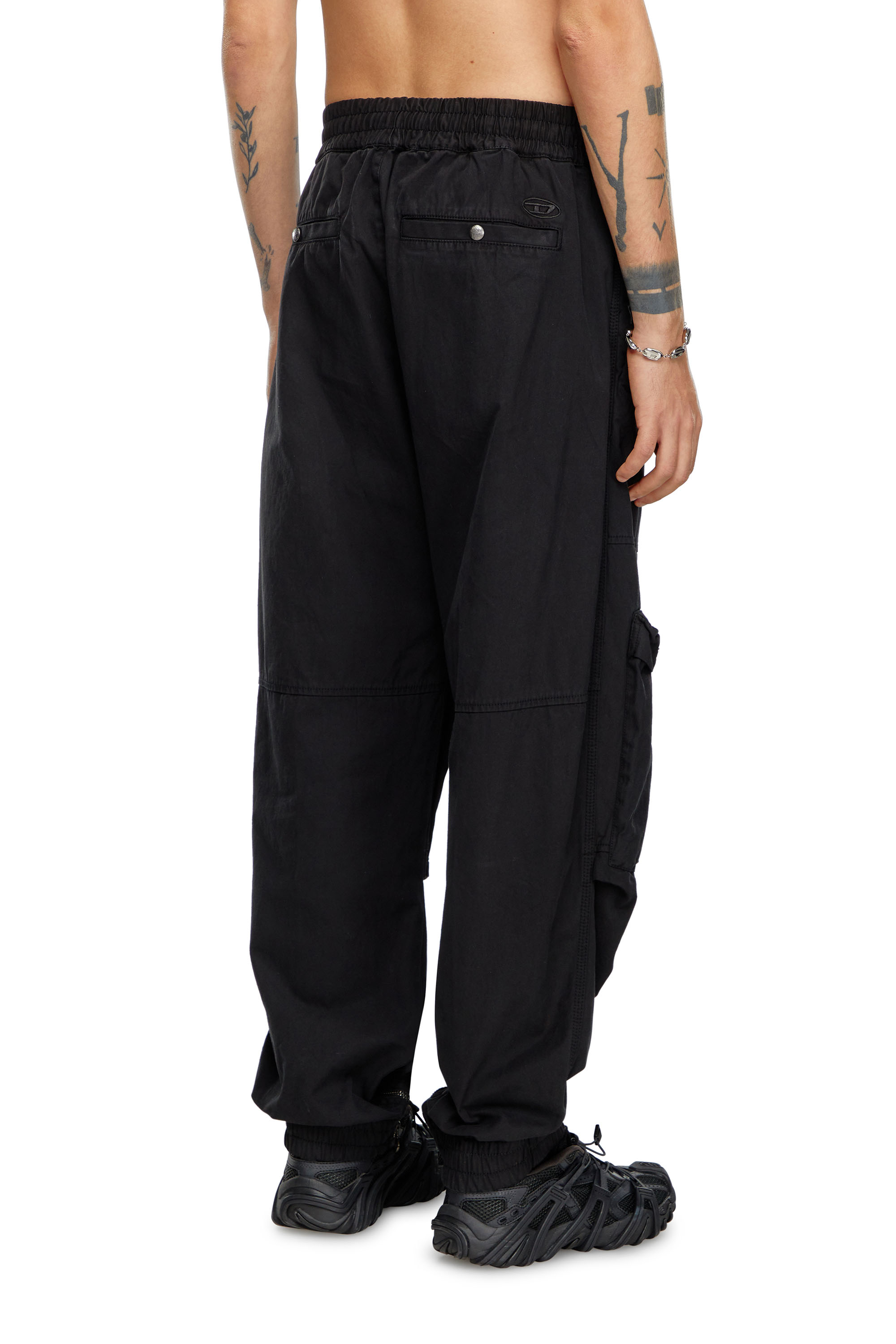 Diesel - P-BEECK, Male's Cargo pants in faded organic cotton in Black - 3