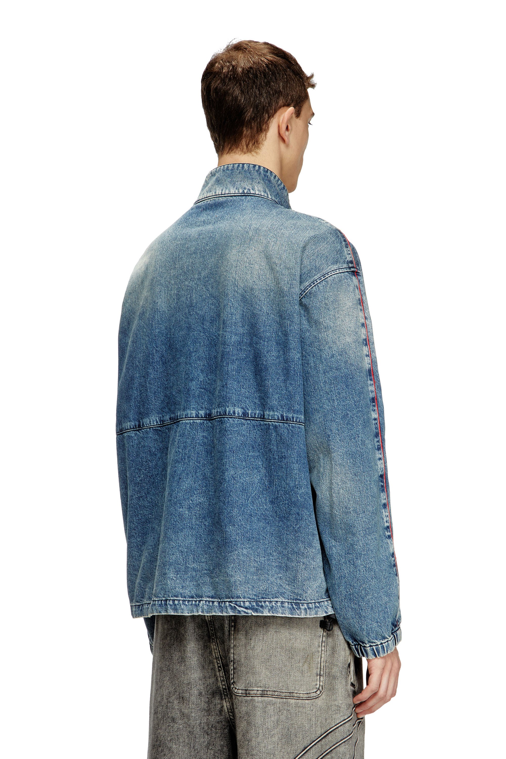 Diesel - D-KRAP-S2, Veste en denim avec passepoil rouge Homme in Bleu - 3