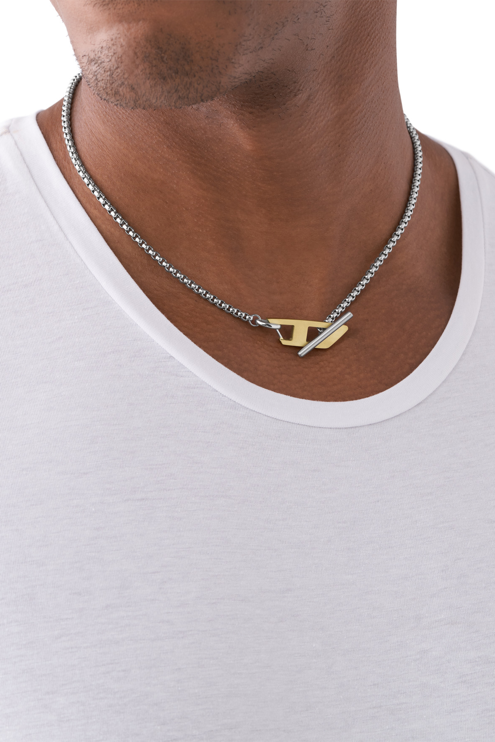 Diesel - DX1378, Unisex Two-Tone Stainless Steel Choker Necklace in Silver - Image 4