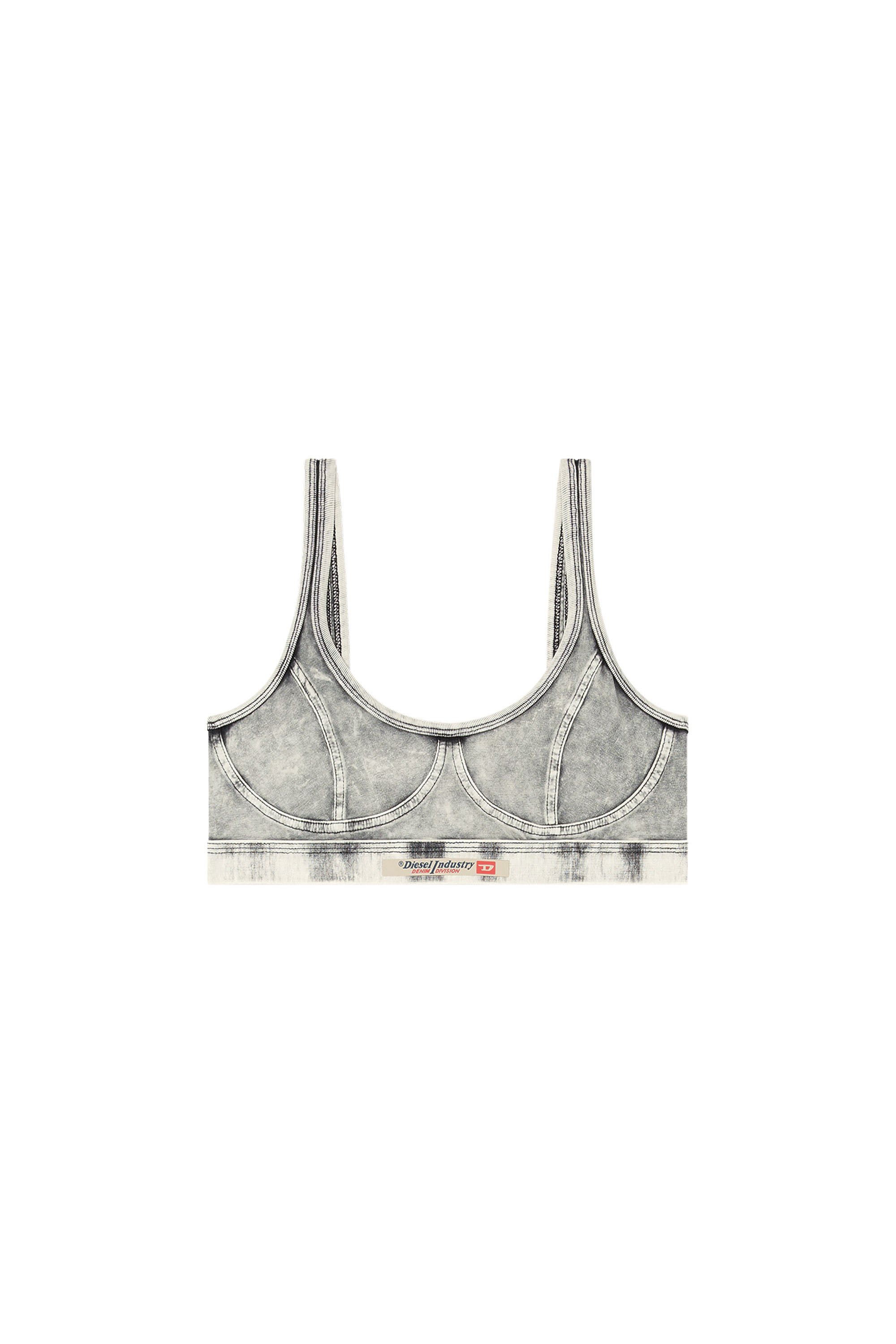 Diesel - KASSIE-DNM, Brassière en jersey effet denim Femme in Gris - 4