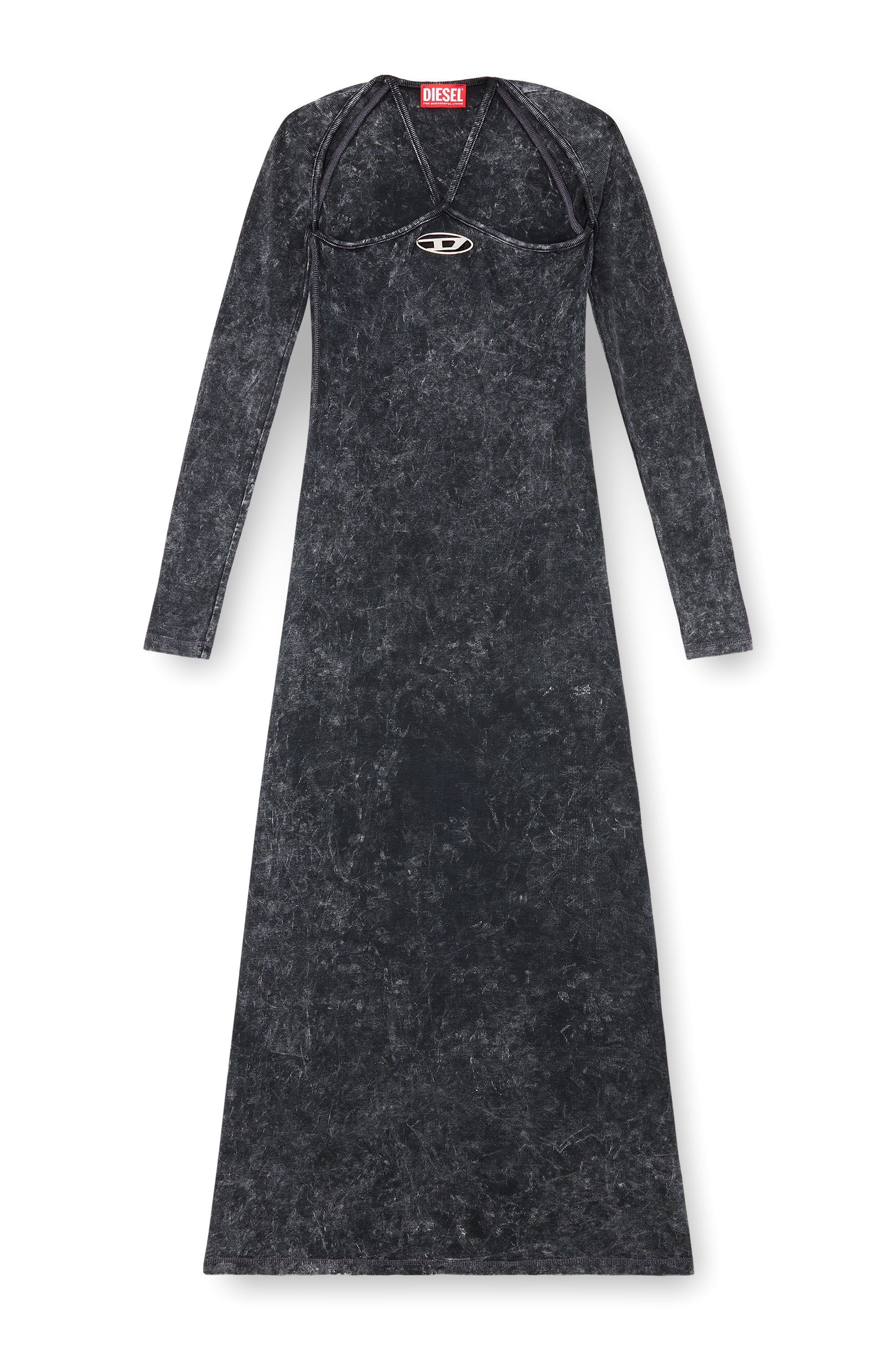 Diesel - D-MARINEL, Female's Long dress with marbled effect in Black - 4