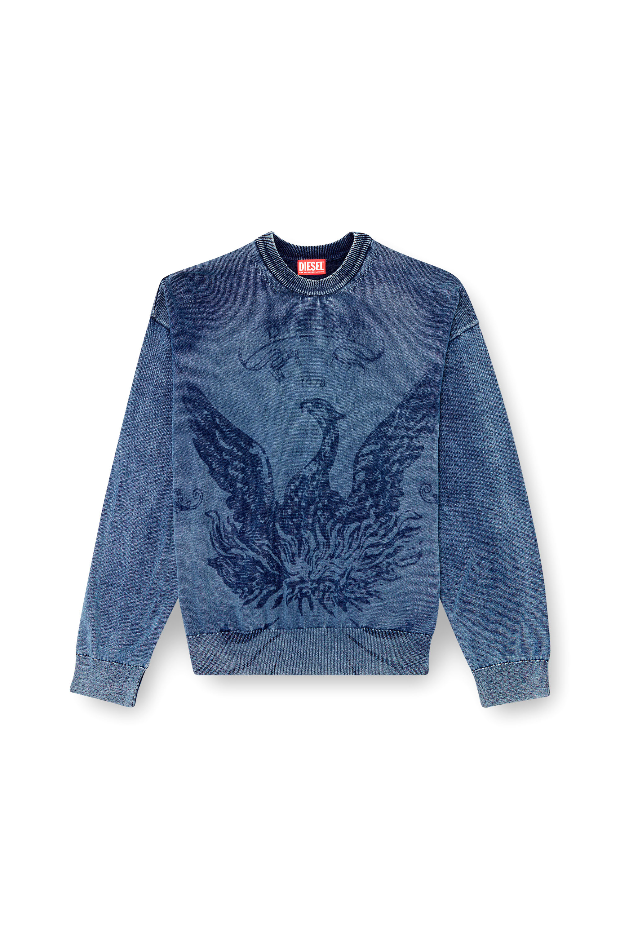 Diesel - K-FENICOL, Male's Indigo jumper with Phoenix logo in Blue - 3