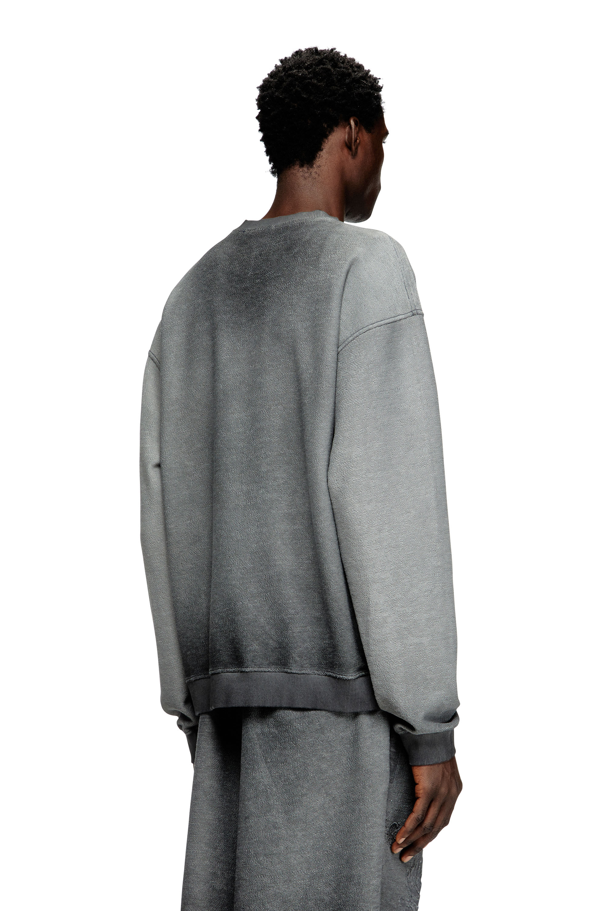 Diesel - S-ARON, Male's Faded sweatshirt with devoré Phoenix logo in Grey - 3