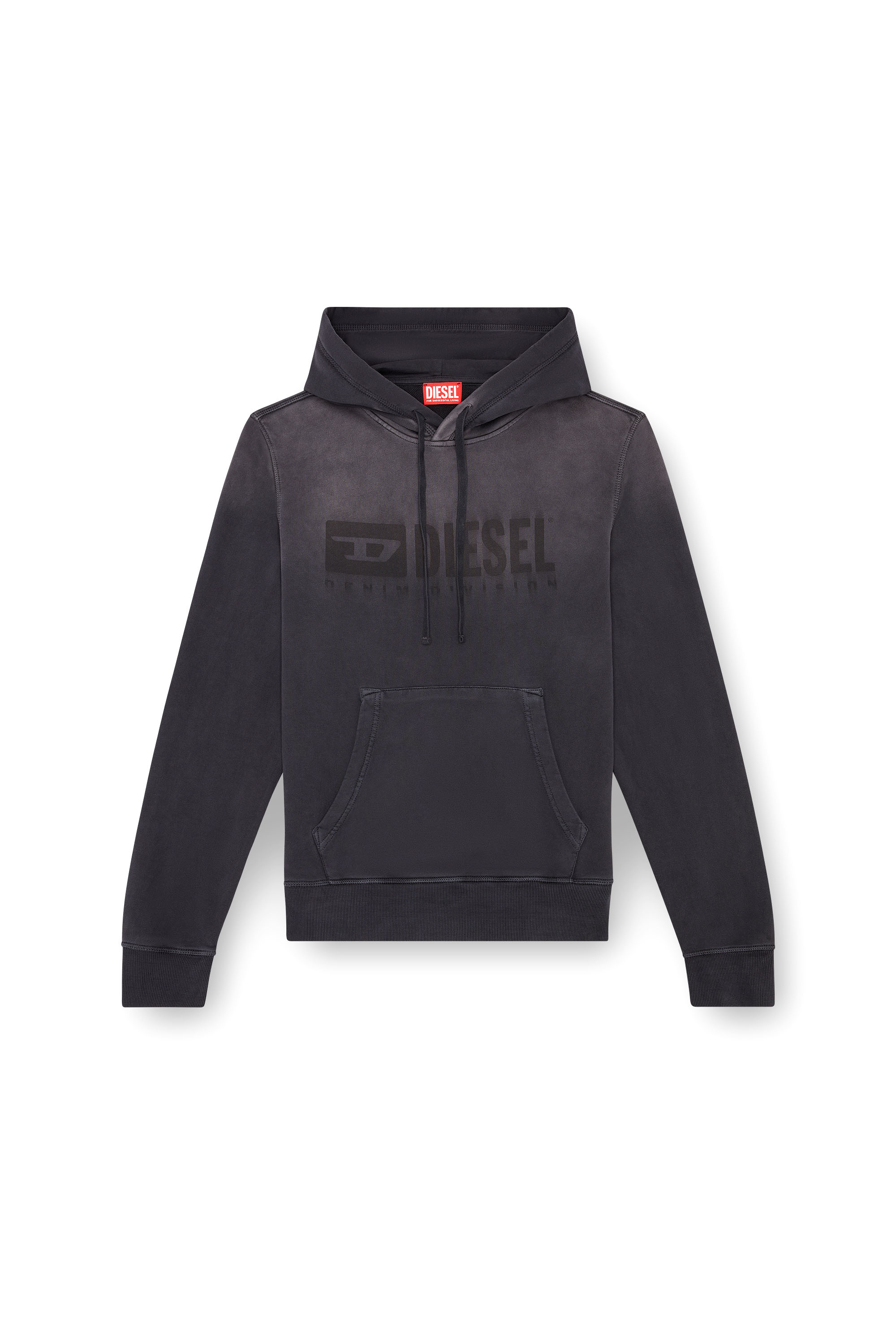 Diesel - S-GINN-HOOD-K44, Sweat-shirt à capuche délavé avec logo Denim Division Homme in Noir - 4