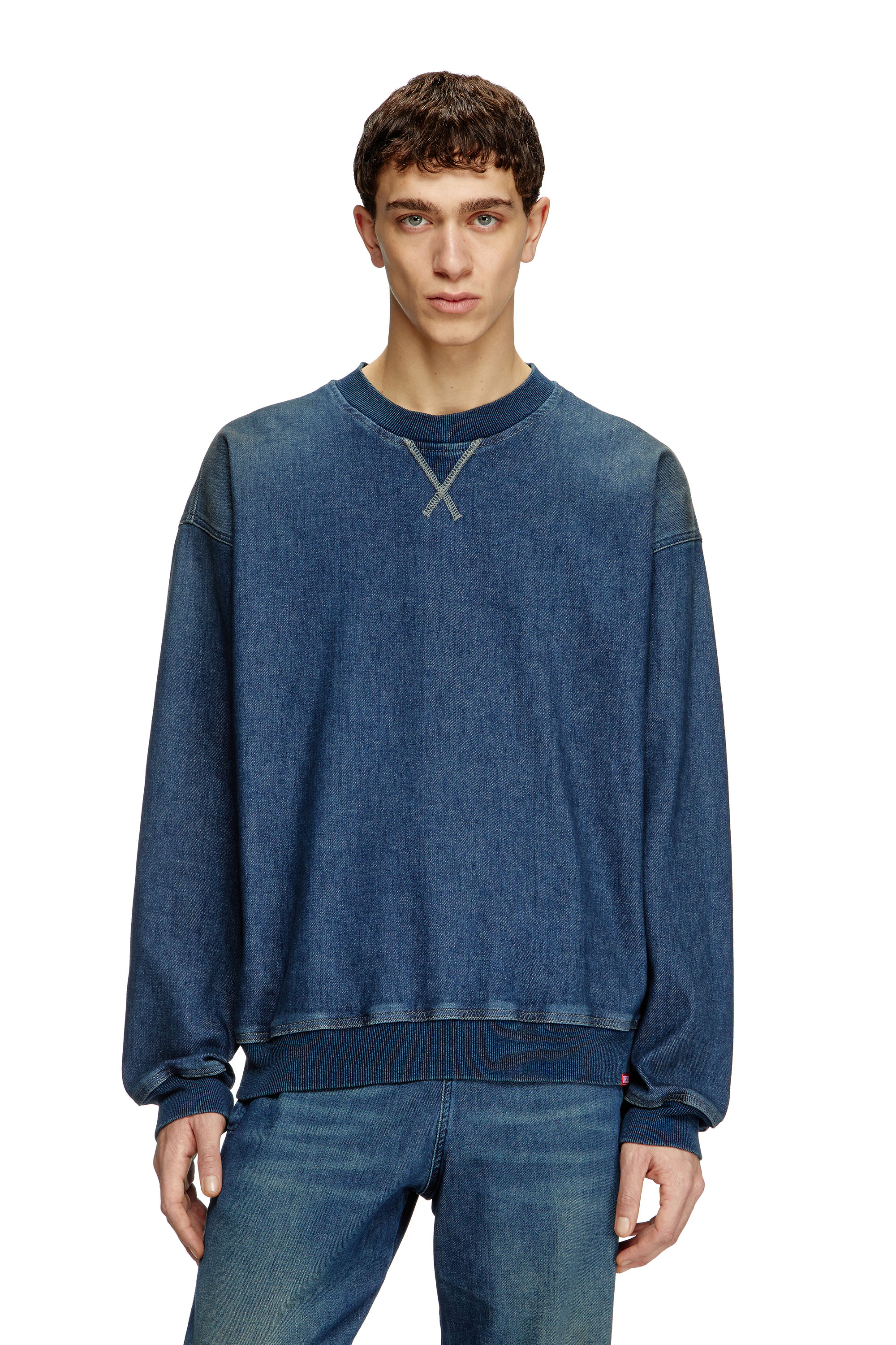 Diesel - D-KRIBY-S TRACK, Unisex's Sweatshirt in Track Denim in Blue - 2