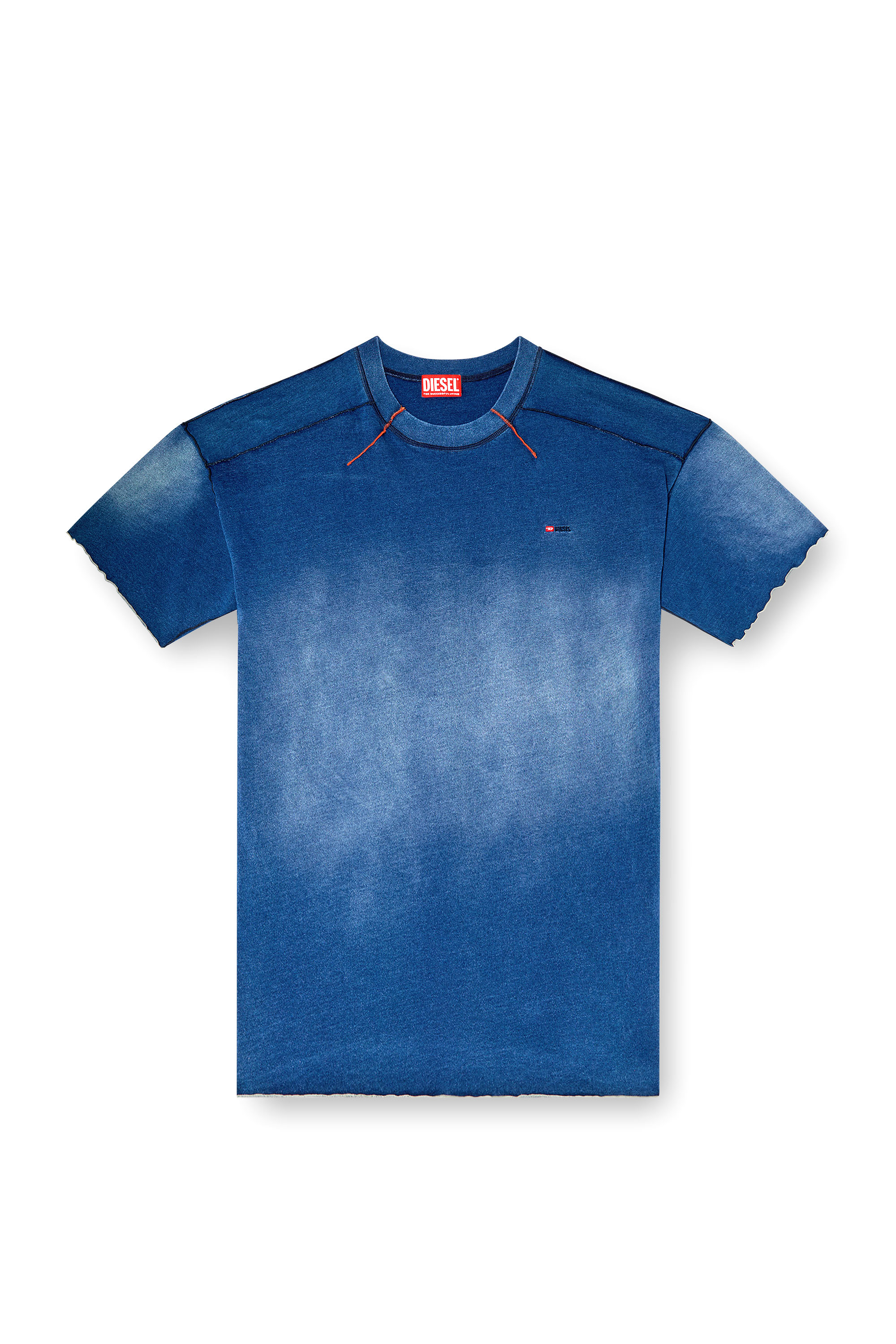 Diesel - T-CRAO-BOXT, Male's Faded T-shirt with micro logo in Blue - 5