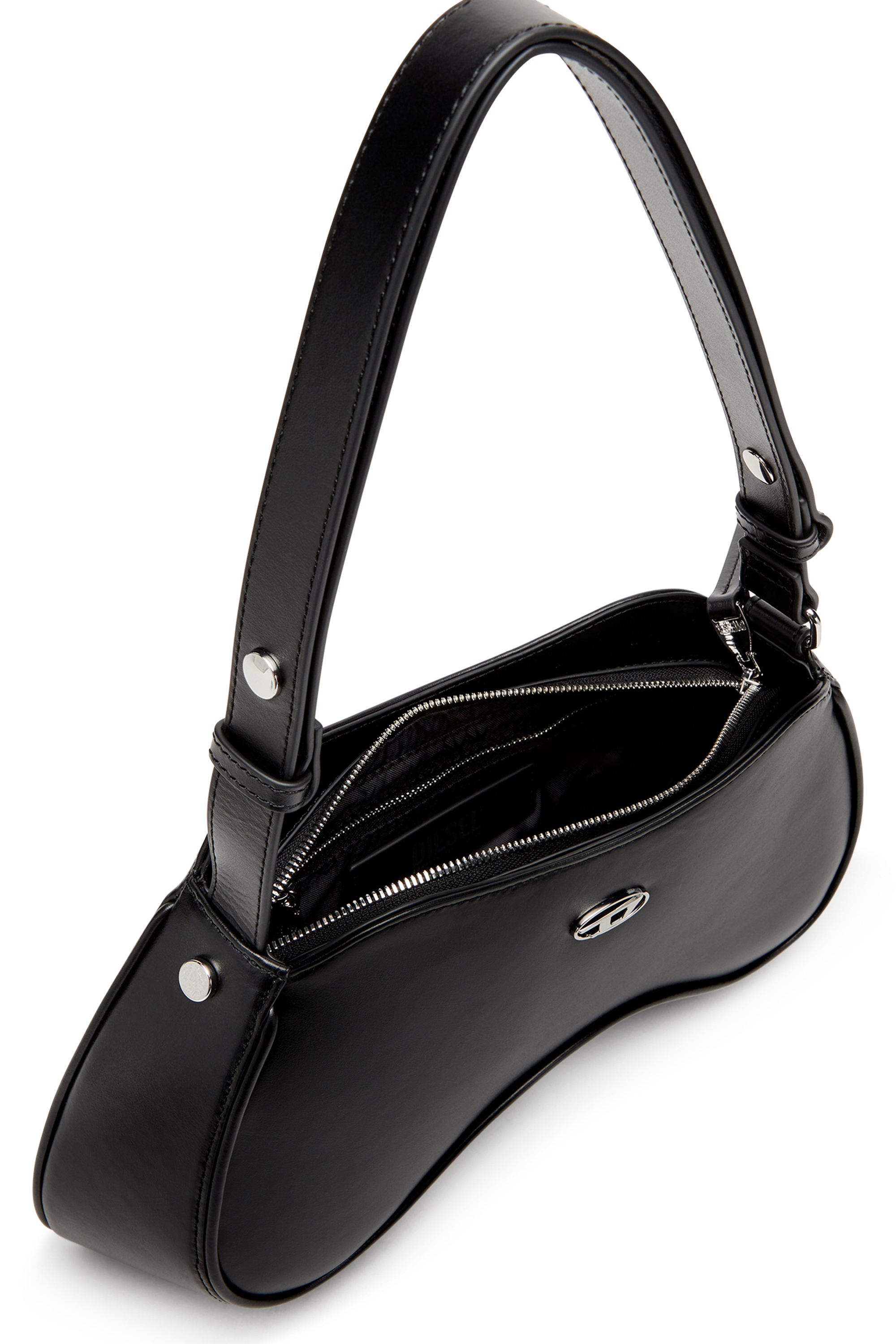 Diesel - PLAY SHOULDER, Female's Play-Semi gloss leather shoulder bag in Black - 4