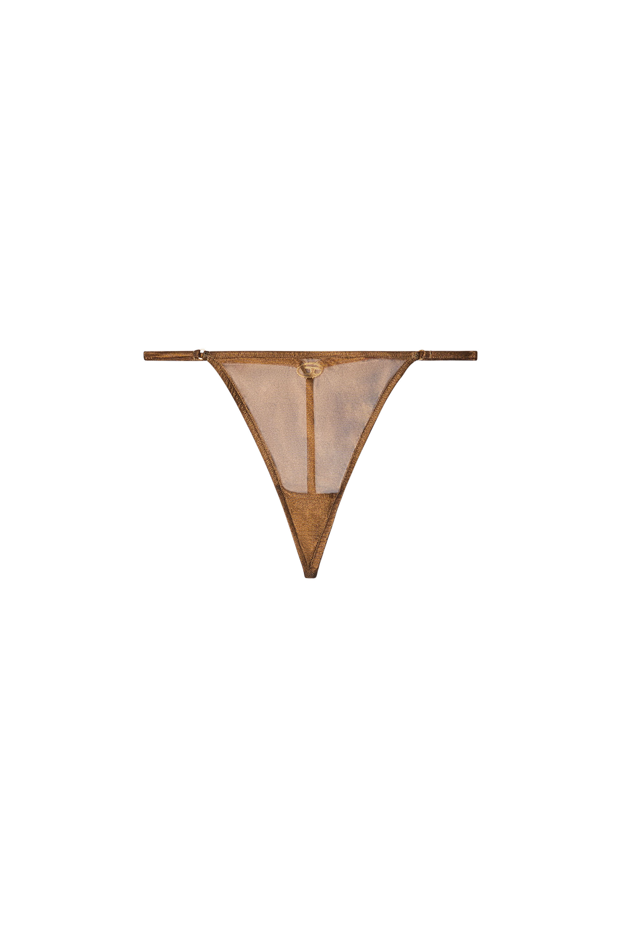 Diesel - D-STRING-GFT, Female's Sheer thong with Oval D detail in Gold - 4