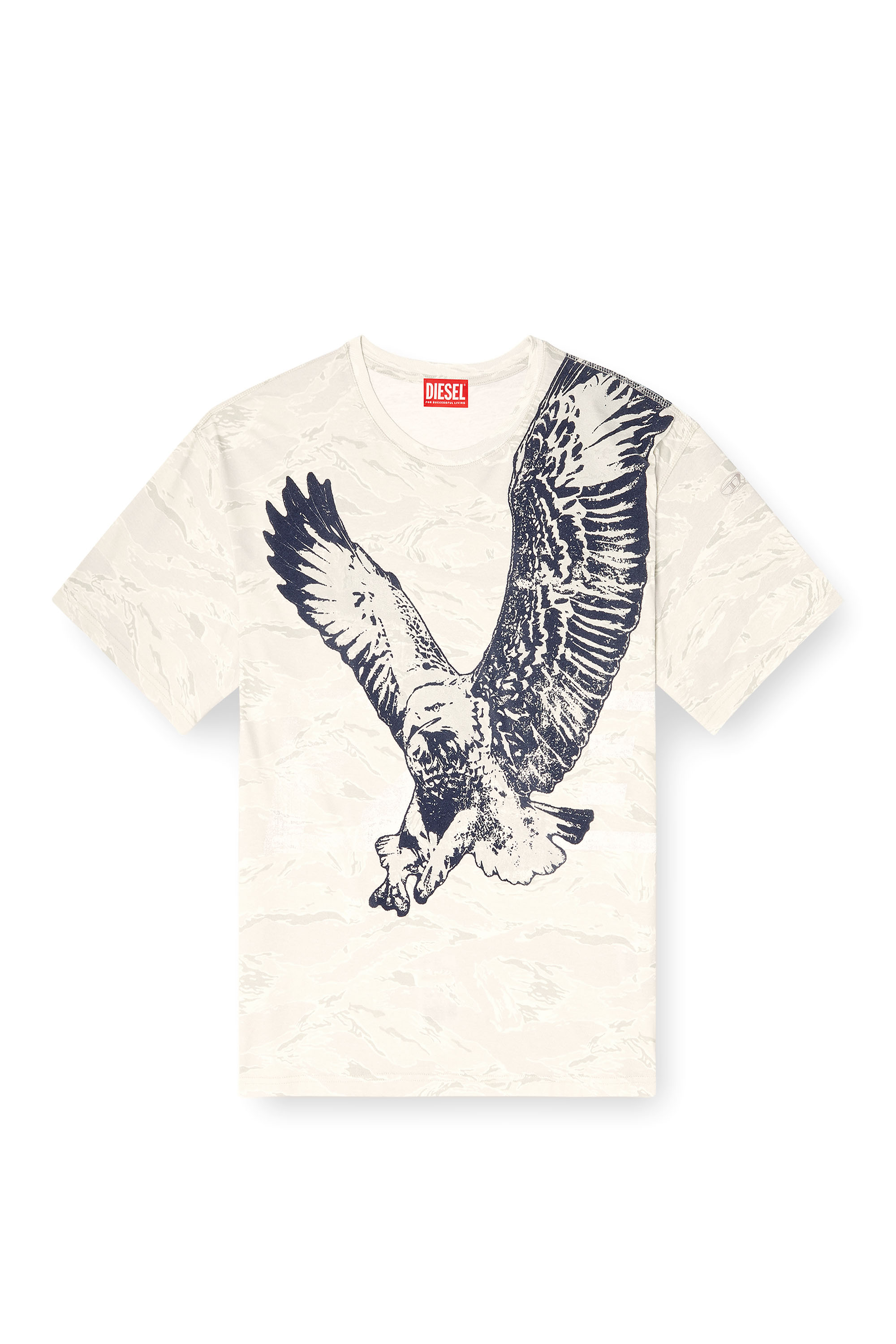 Diesel - T-BOXT-T14, Male's Camo T-shirt with eagle print in Light Brown - 3