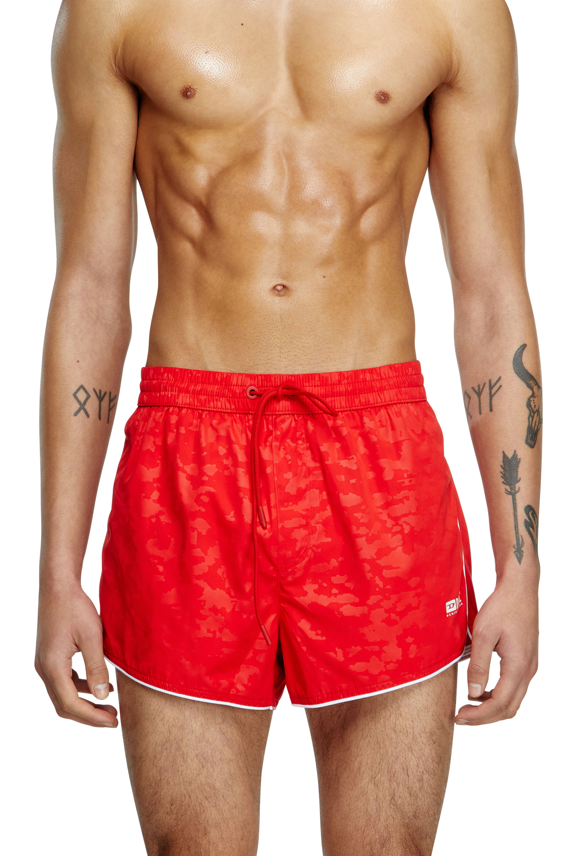 Diesel - OLIVER-30-D-BOX, Male's Swim shorts with pixelated camo motif in Red - 2