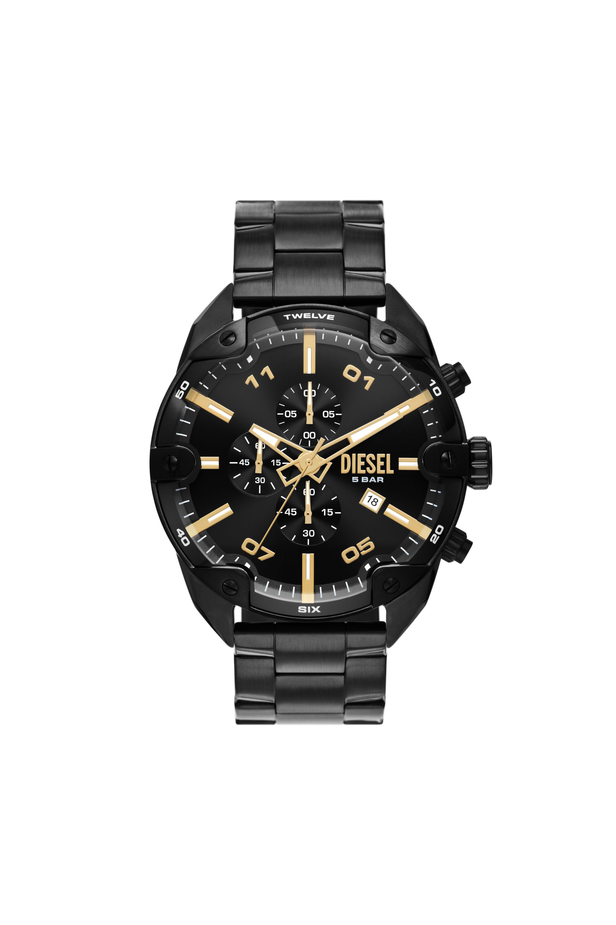 Diesel - DZ4644, Male Spiked chronograph black stainless steel watch in Black - Image 1