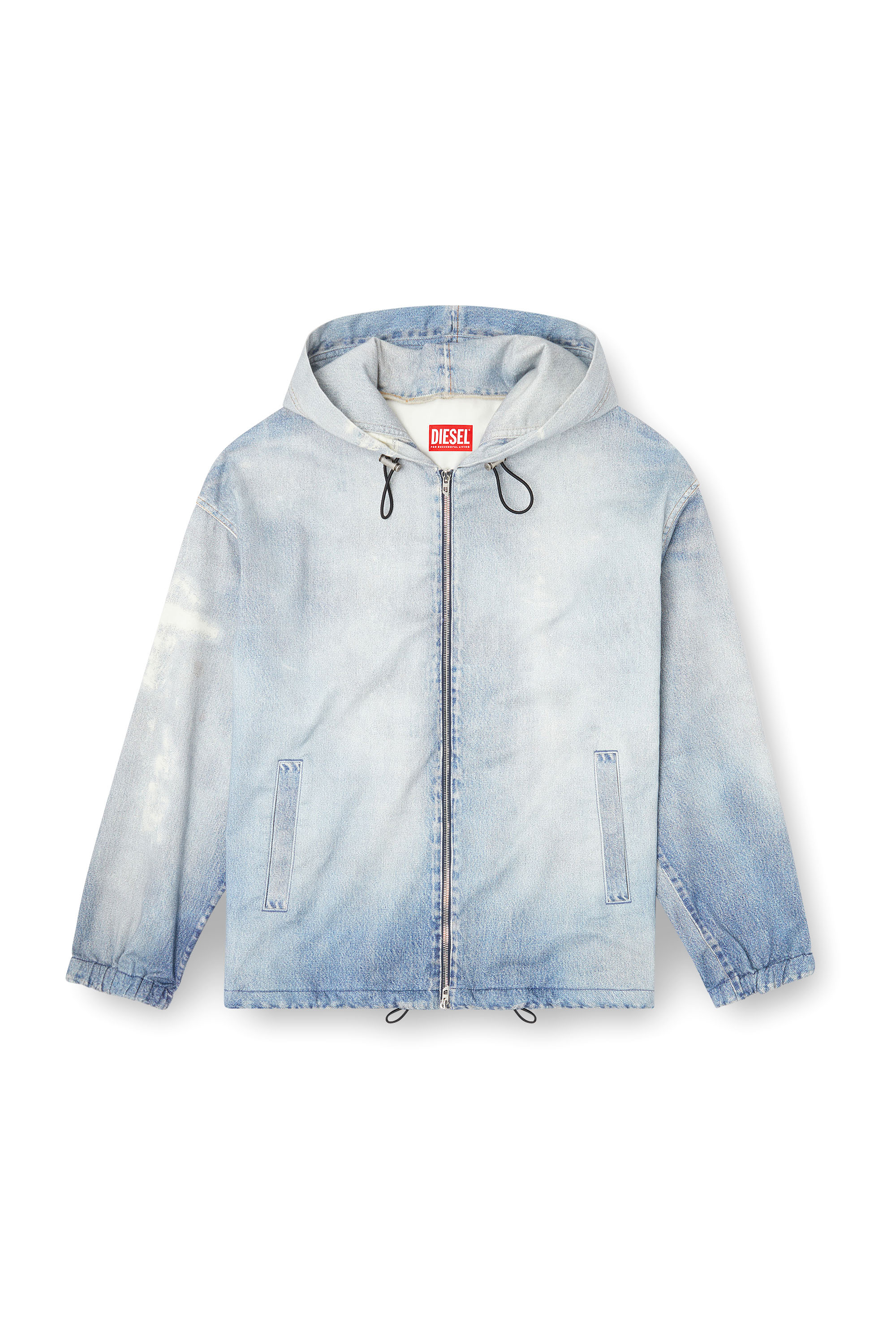Diesel - D-WYNNY JOGG, Male's Hooded jacket in printed bleach-effect JoggJeans in Light Blue - 3