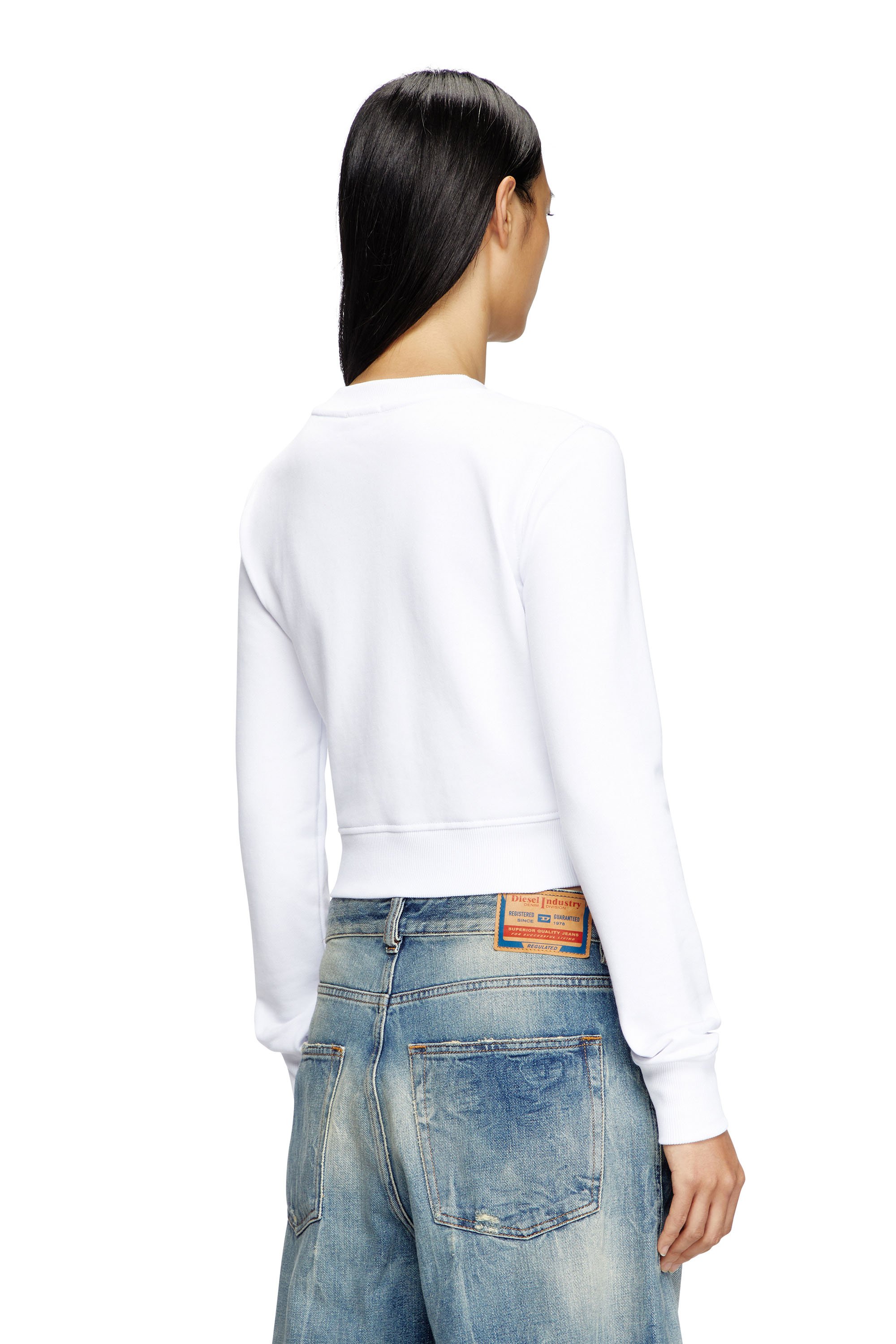 Diesel - F-SLIMMY-OD, Female's Cropped sweatshirt with cut-out logo in White - 2