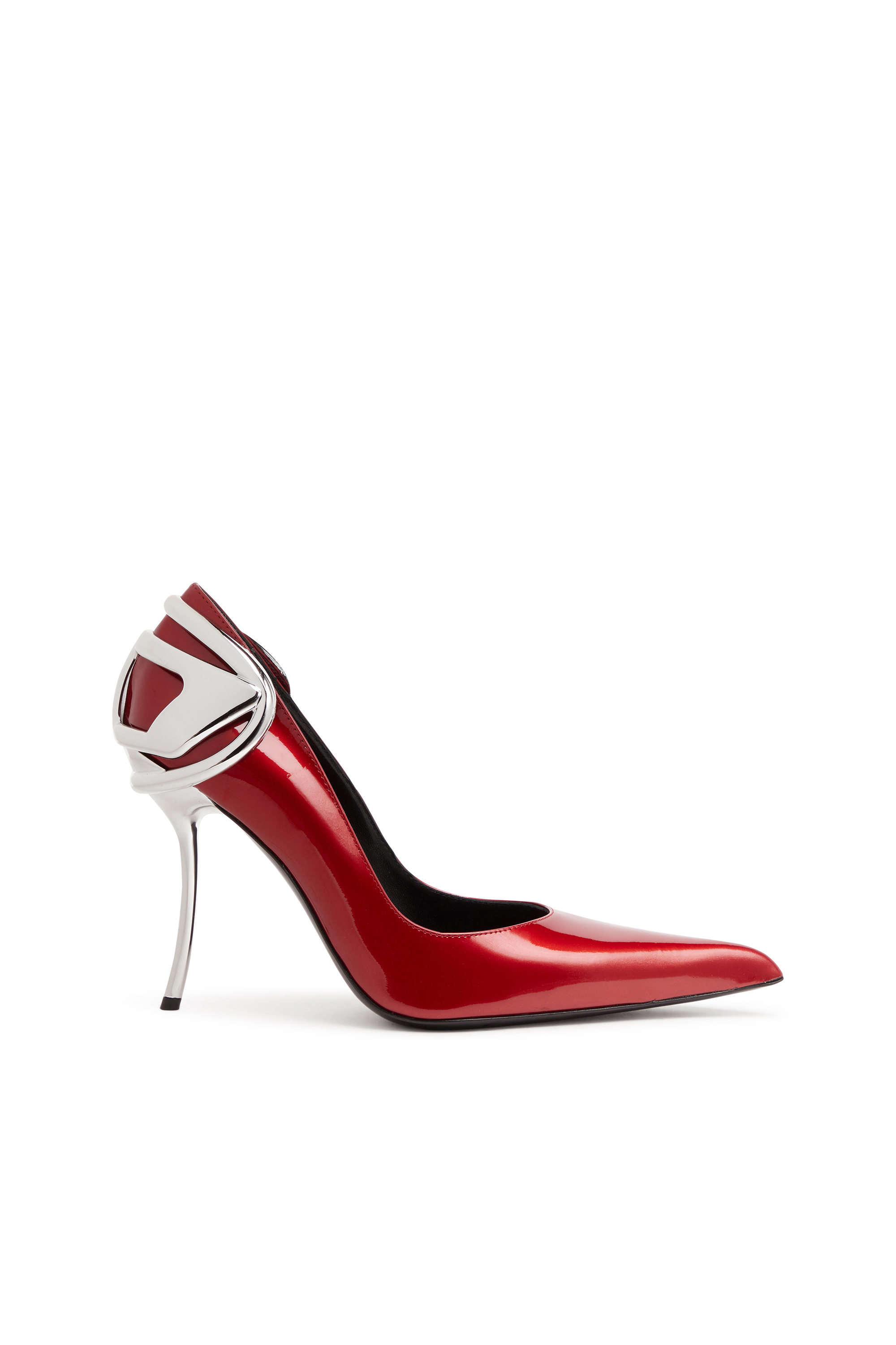 Diesel - D-TEN&HALF P, Female's D-Ten&Half-Patent leather pumps with Oval D heel in Red - 1