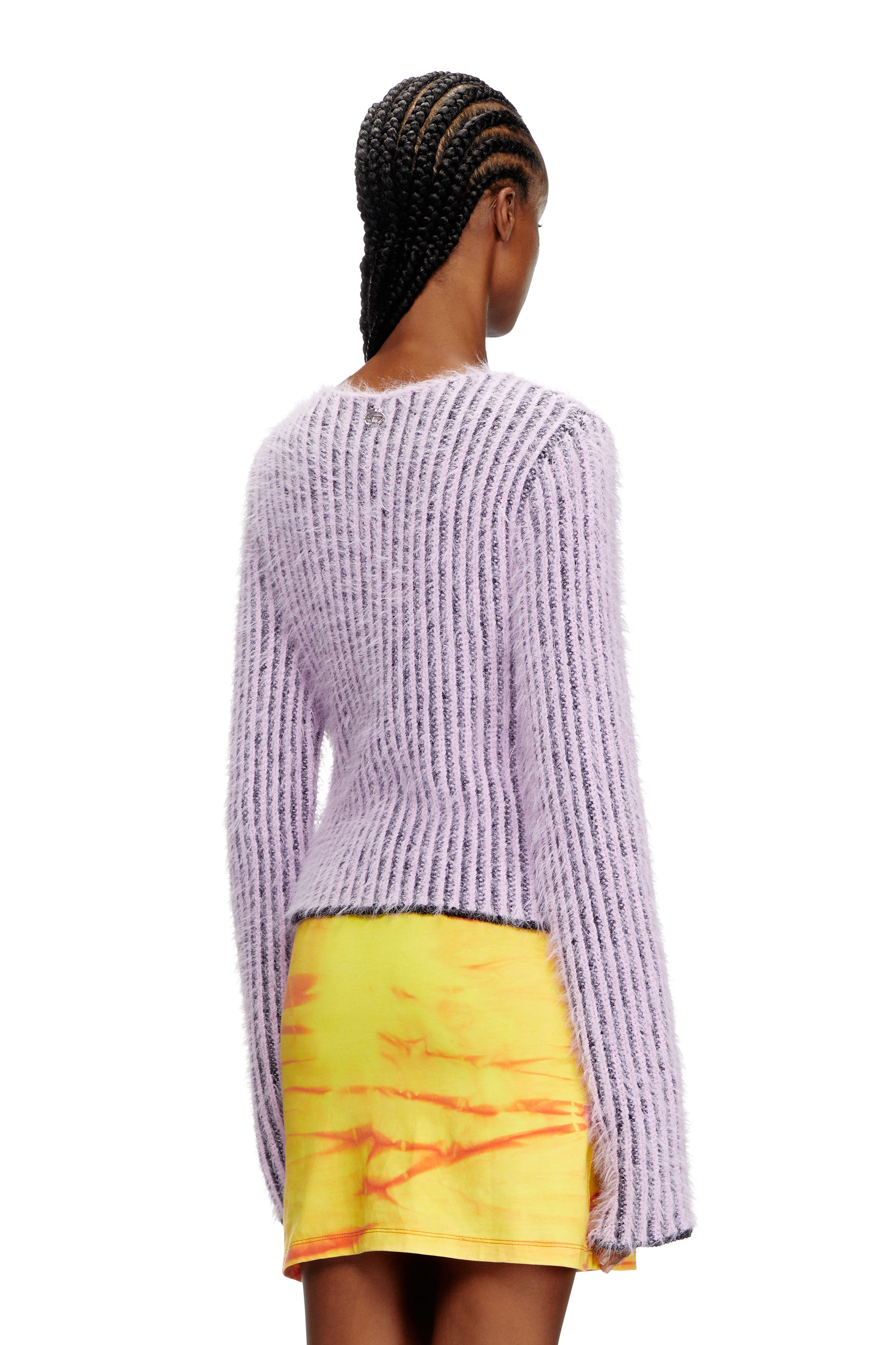 Diesel - M-TIGRE, Female's Fuzzy striped wool-blend jumper in Lilac - 3