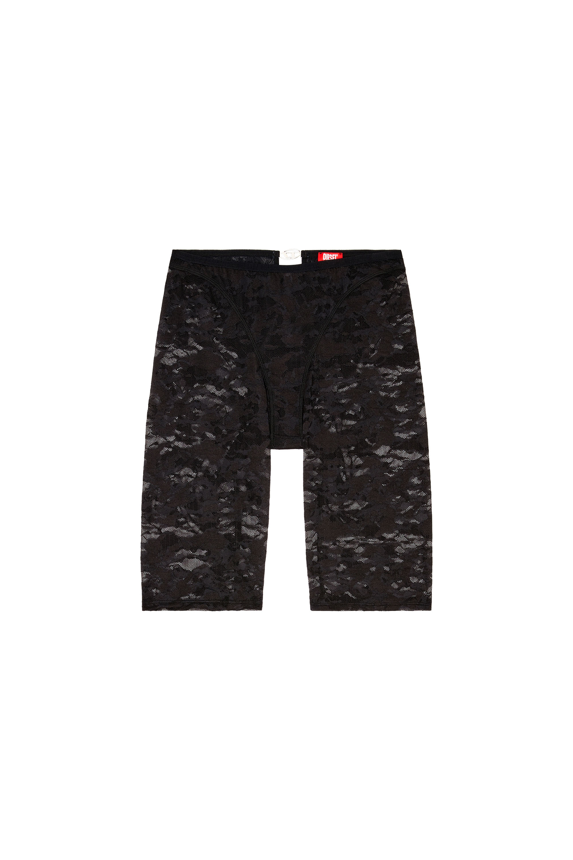 Diesel - UFLB-D-OVAL-LACE-SHORT, Female's Camo lace shorts with Oval D plaque in Black - 4